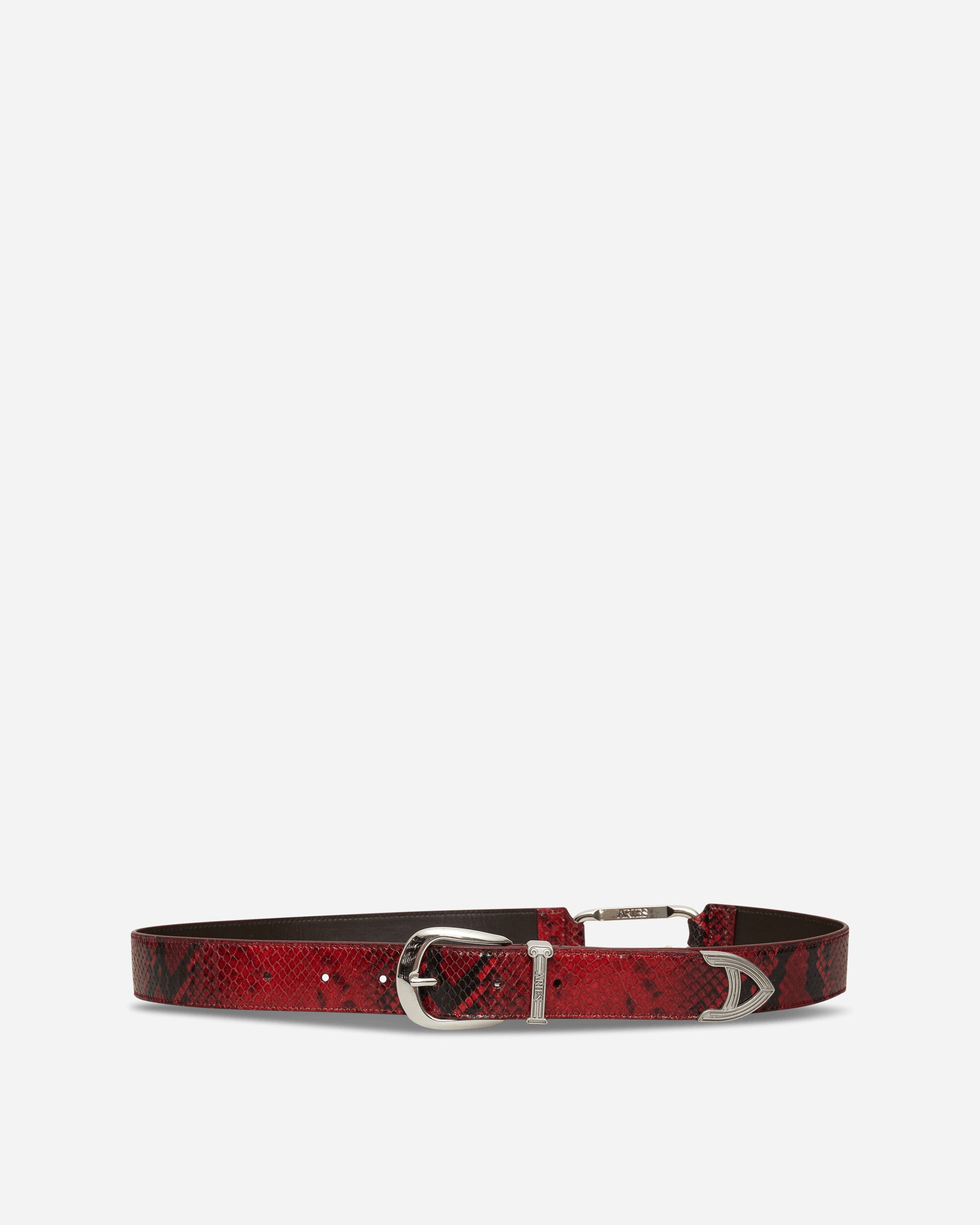 Aries Snake Print Leather Mazzo Belt Red Belts Belt AR1003306 Red
