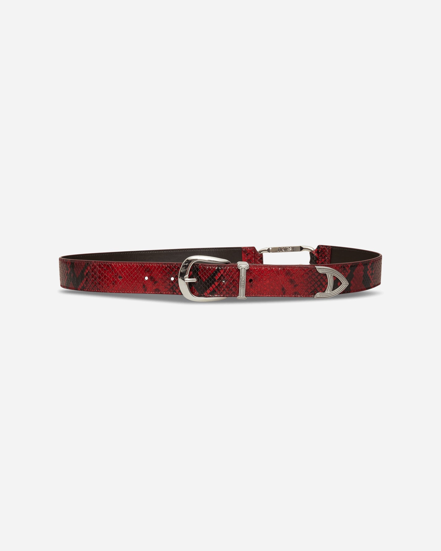 Aries Snake Print Leather Mazzo Belt Red Belts Belt AR1003306 Red