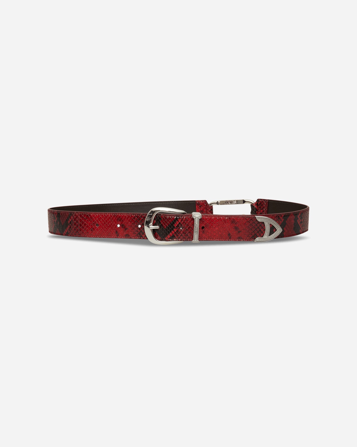 Aries Snake Print Leather Mazzo Belt Red Belts Belt AR1003306 Red