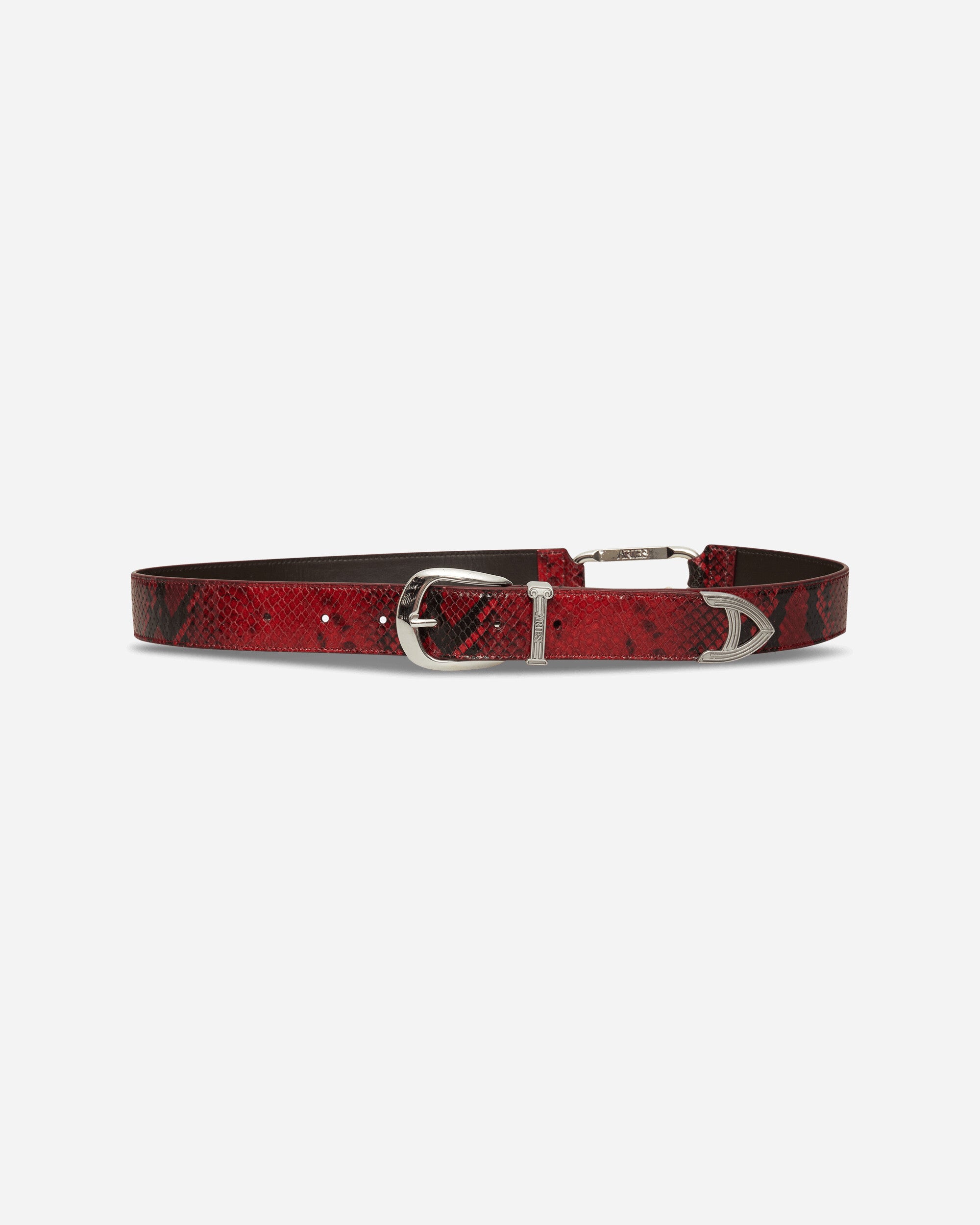 Aries Snake Print Leather Mazzo Belt Red Belts Belt AR1003306 Red