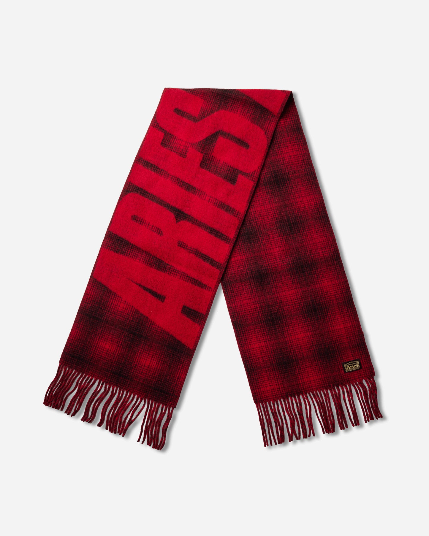 Aries Press Gothic Checked Wool Scarf Red Gloves and Scarves Scarves and Warmneck AR9011406 Red