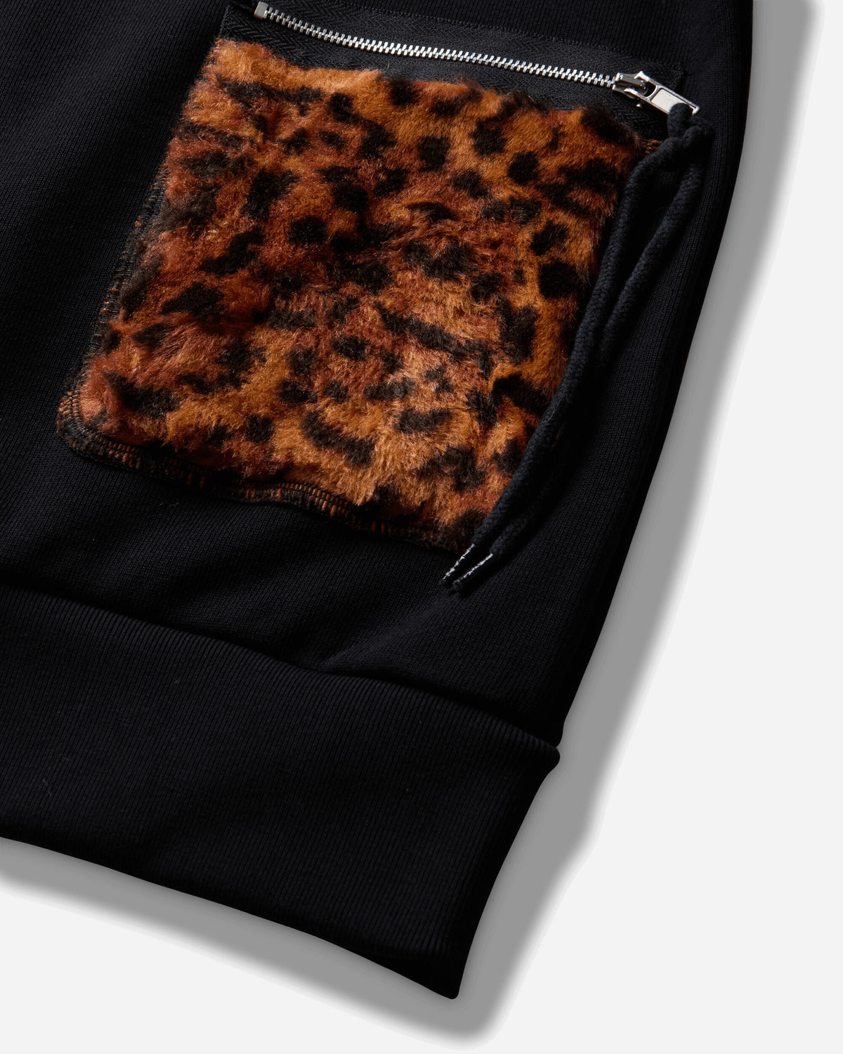 Aries Furry Zip Through Hoodie Black/Cheetah Sweatshirts Hoodies AR2003806 Black Cheetah