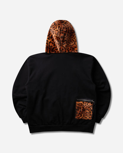 Aries Furry Zip Through Hoodie Black/Cheetah Sweatshirts Hoodies AR2003806 Black Cheetah