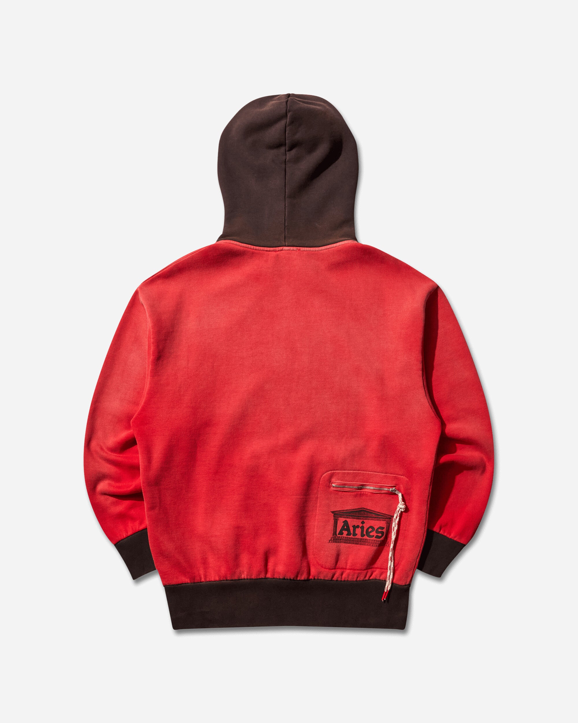 Aries Sunbleached Premium Temple Sports Hoodie Red Sweatshirts Hoodies AR2002604 Red