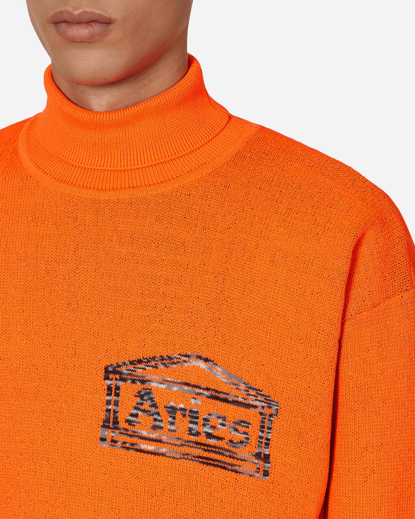 Aries Temple Fluro Turtleneck Knit Orange Knitwears Sweaters FTAR20024 ORG