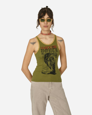 Aries Hardcore Lace Trim Vest Olive T-Shirts Top SUAR40061X OLV