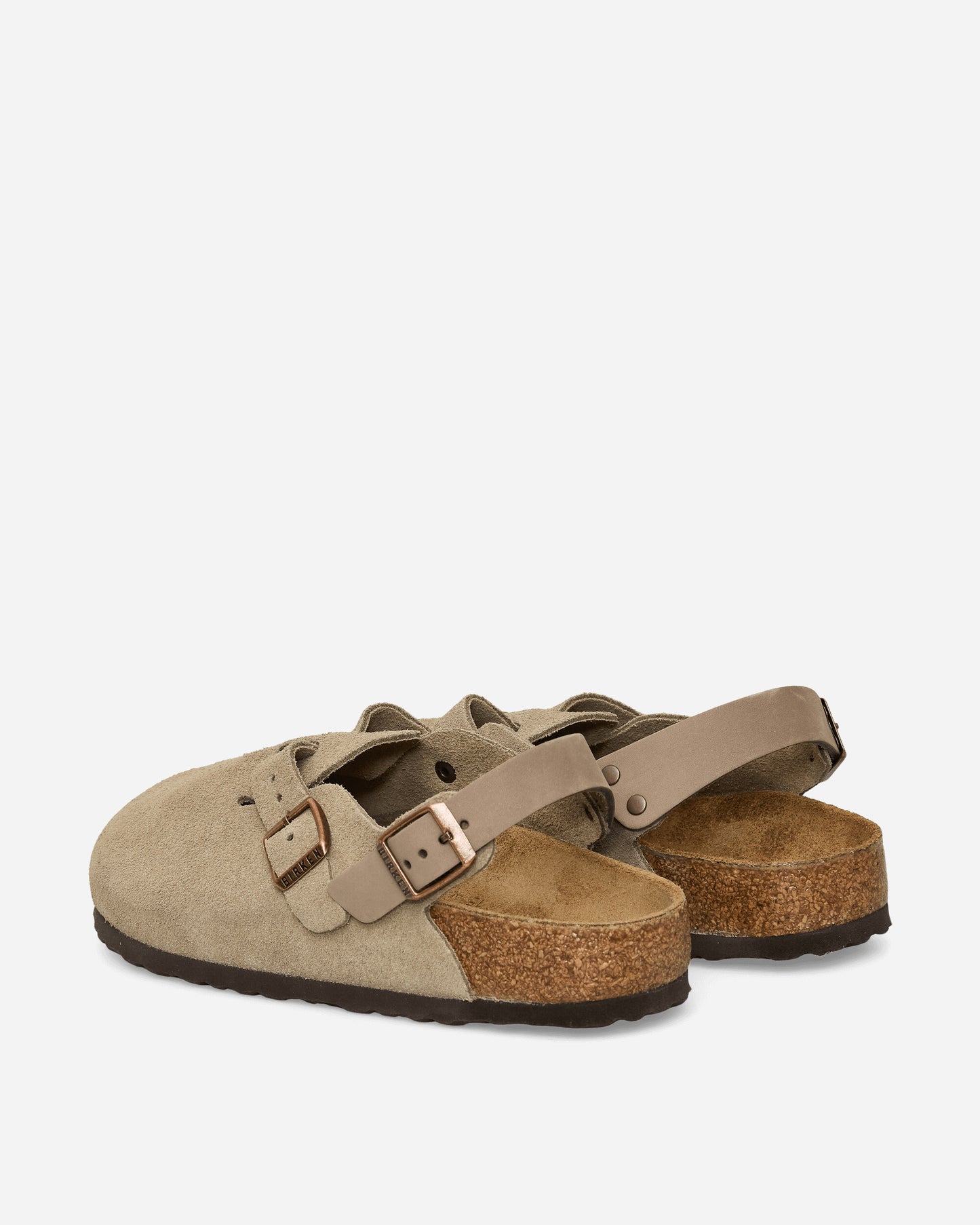 Birkenstock Tokio Suede Leather Taupe Sandals and Slides Sandals and Mules 1028323