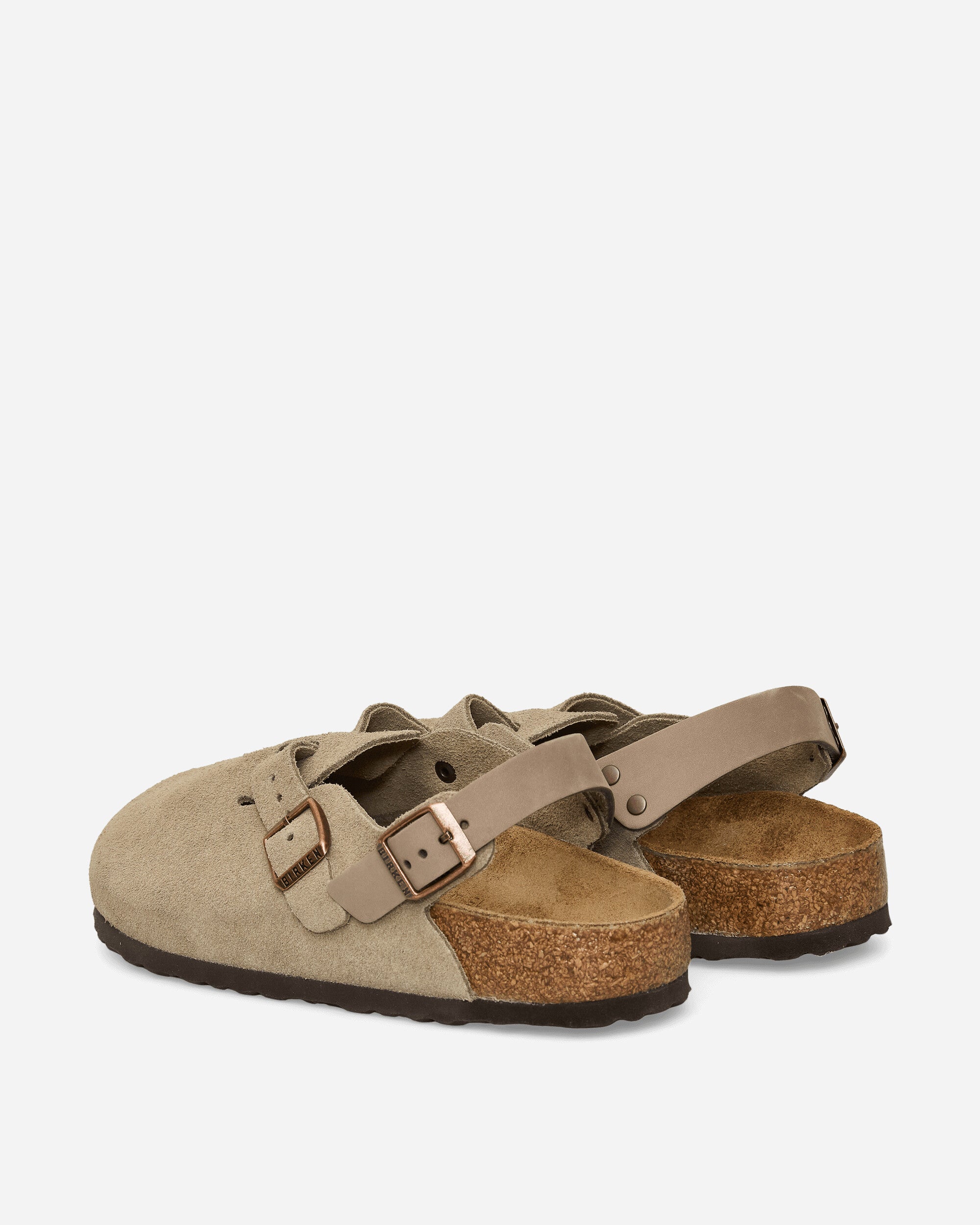 Birkenstock Tokio Suede Leather Taupe Sandals and Slides Sandals and Mules 1028323