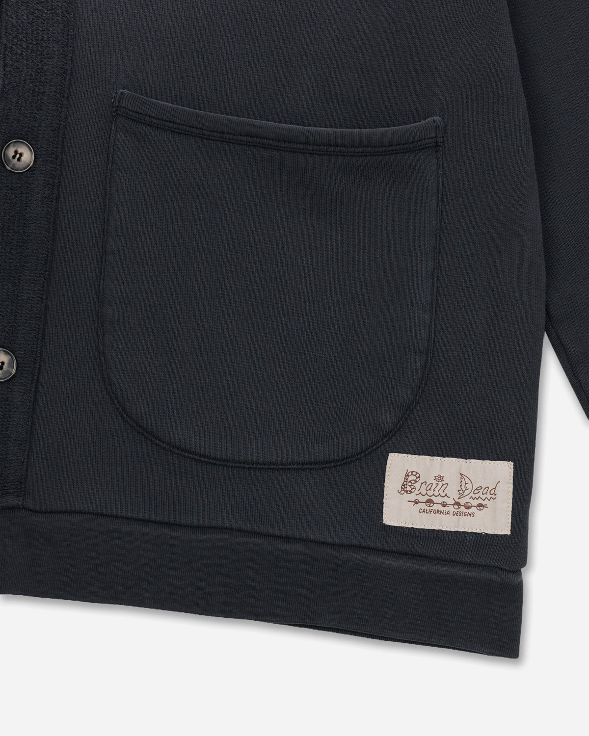 Brain Dead Pigment Dyed French Terry Cardigan Washed Black Washed Black Knitwears Cardigans F26T36005213 WBK