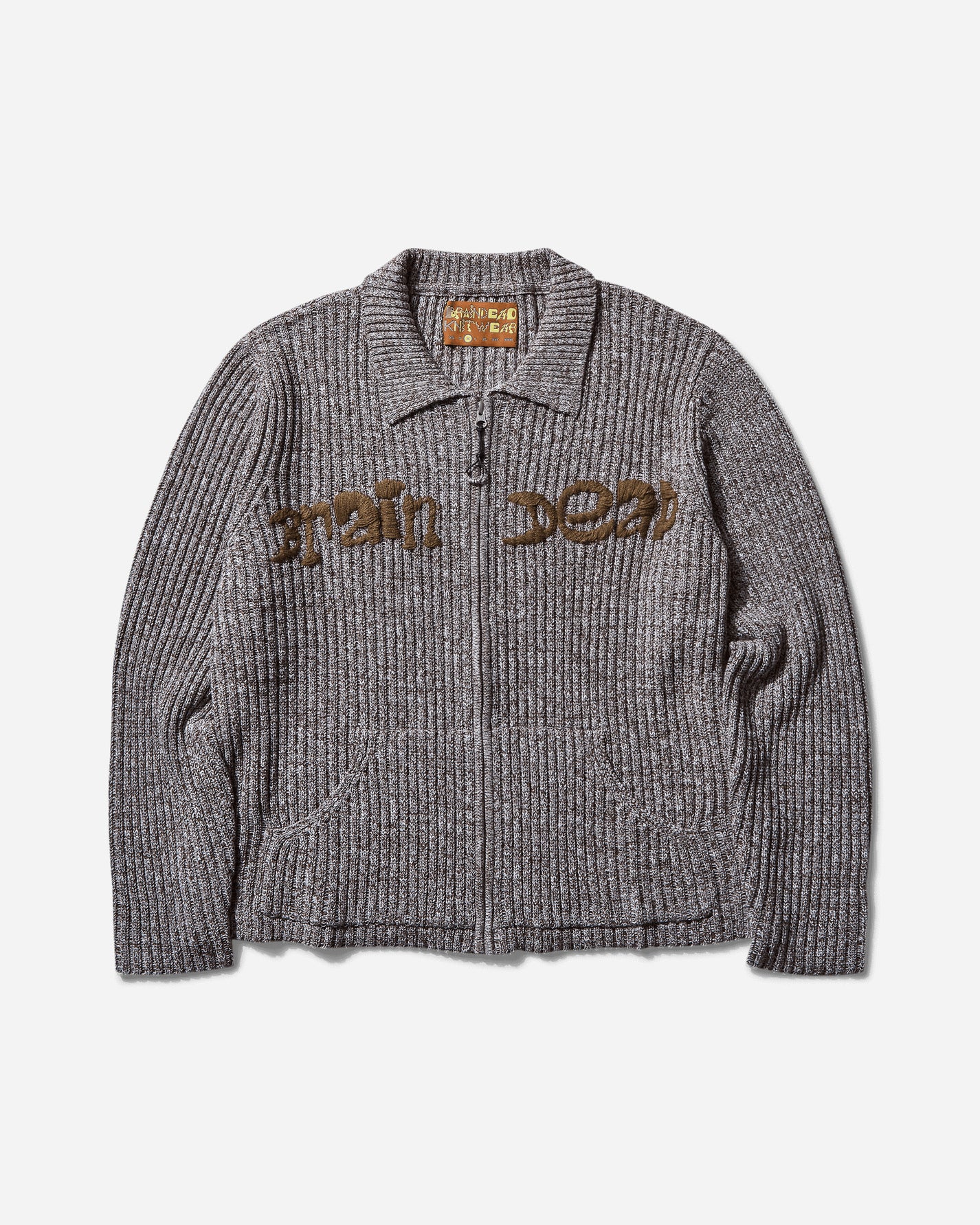 Brain Dead Rib Knit Cardigan Brown Multi Knitwears Cardigans BDS25012O043 BRMU