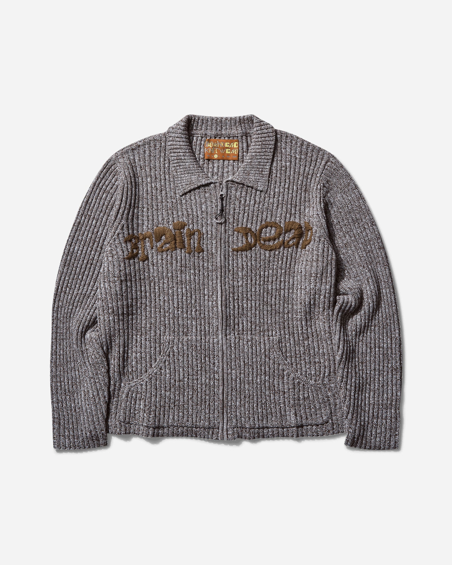 Brain Dead Rib Knit Cardigan Brown Multi Knitwears Cardigans BDS25012O043 BRMU