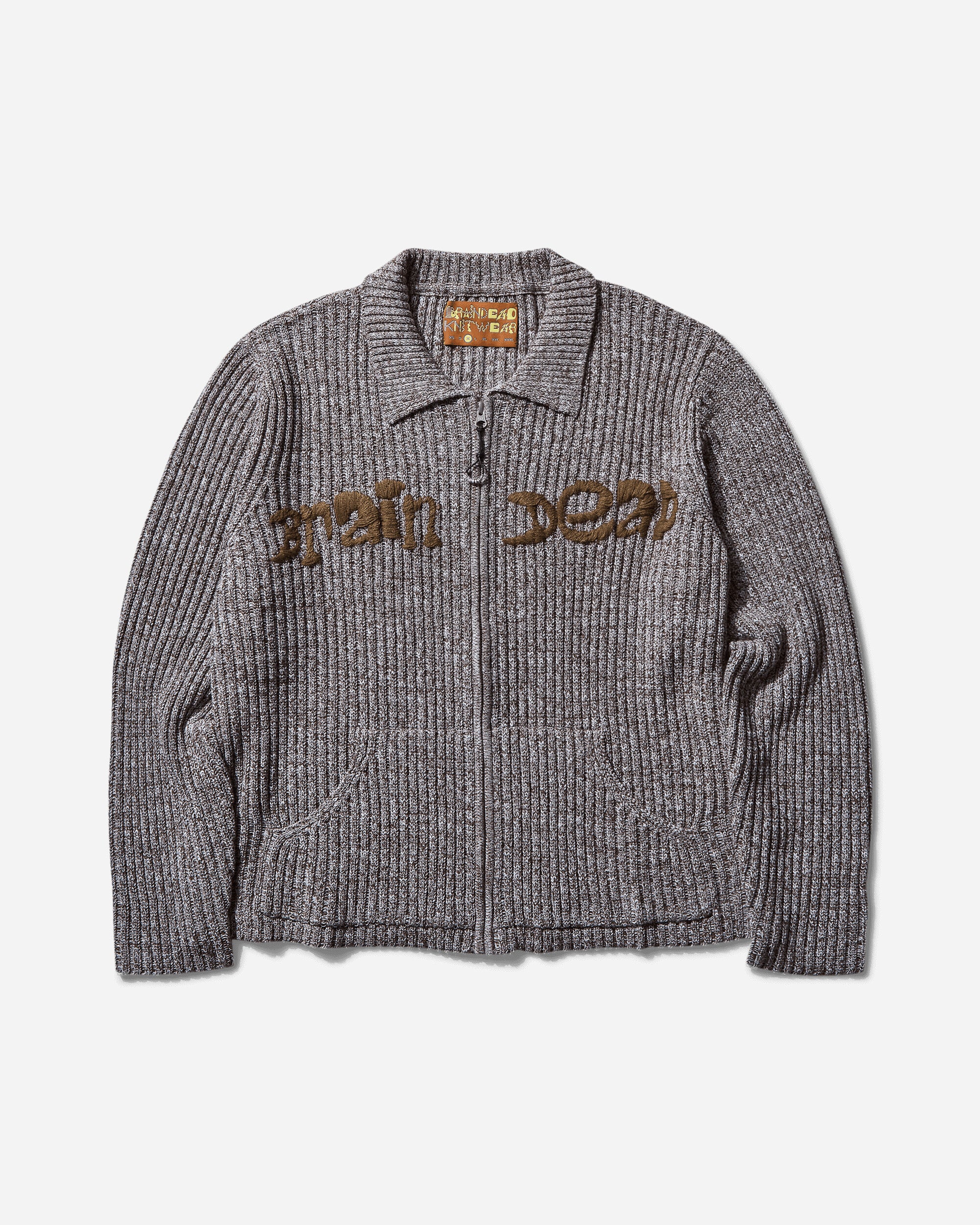 Brain Dead Rib Knit Cardigan Brown Multi Knitwears Cardigans BDS25012O043 BRMU