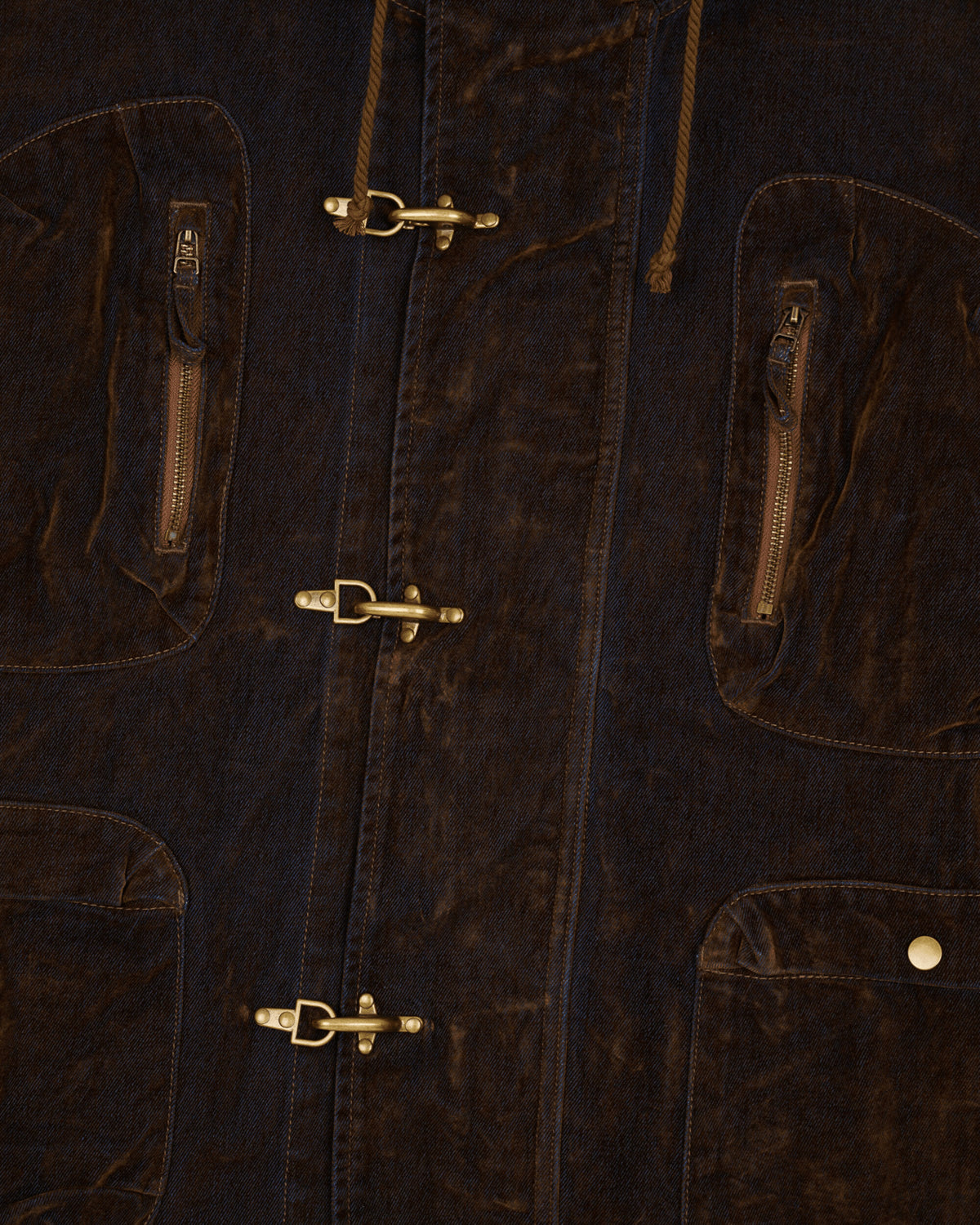 Brain Dead Flocked Denim Fireman Jacket Brown Brown Coats and Jackets Denim Jackets F26O06005444 BRN