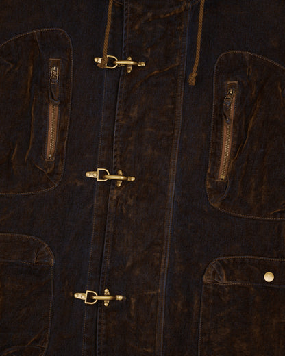 Brain Dead Flocked Denim Fireman Jacket Brown Brown Coats and Jackets Denim Jackets F26O06005444 BRN