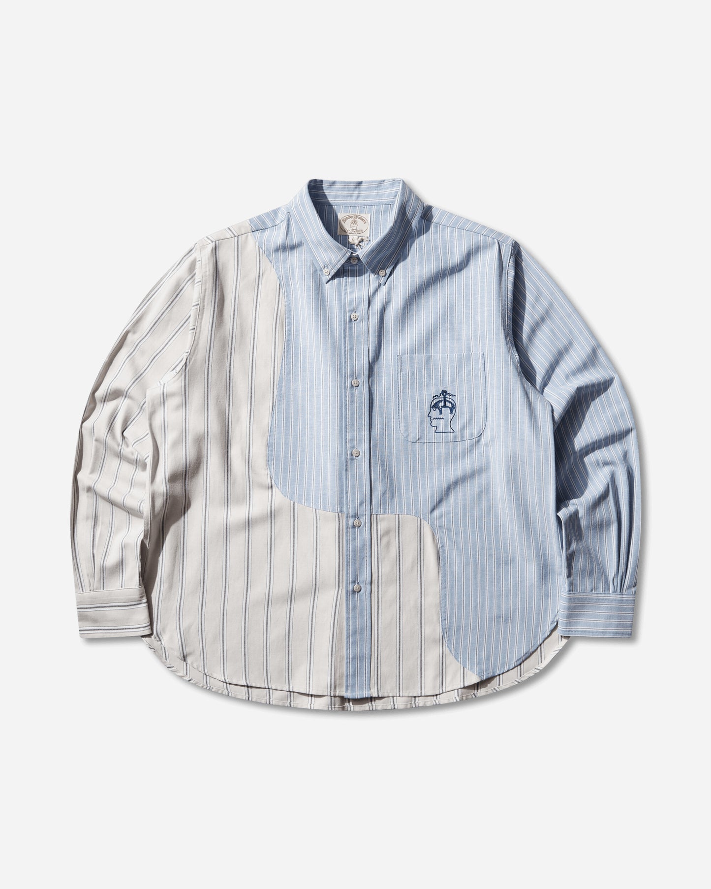 Brain Dead Bbc Organic Panel Oxford Button Up Lt Blue Shirts Longsleeve Shirt F25T24O04603 Blue