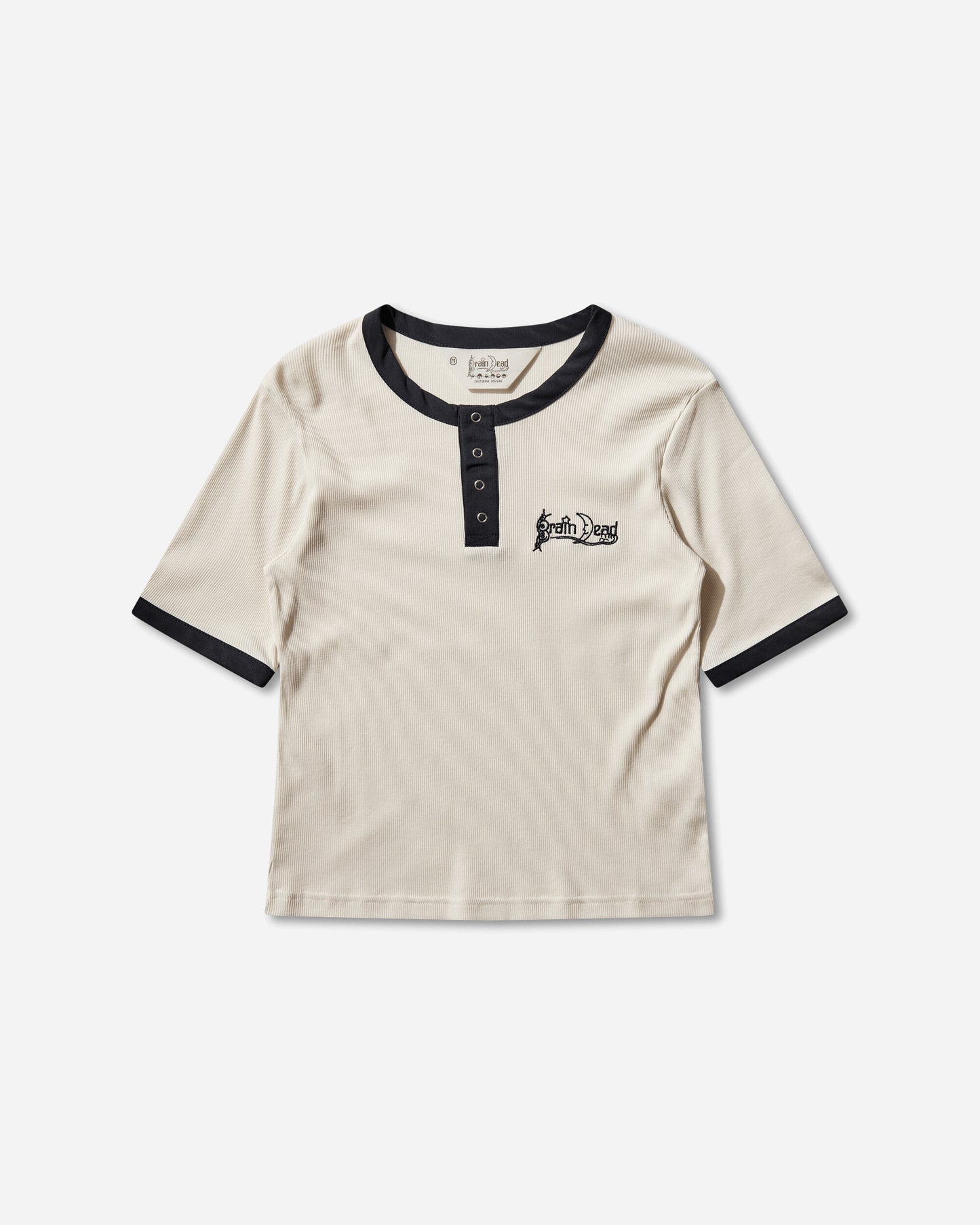 Brain Dead Ribbed Henley Natural Shirts Longsleeve Shirt P26T19004837 Beige