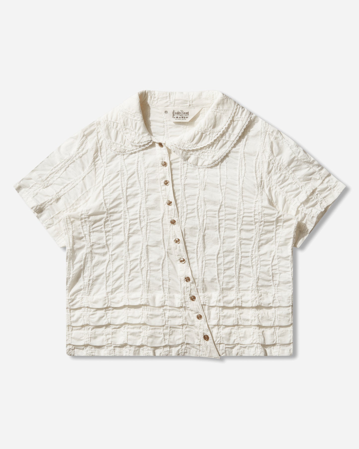 Brain Dead Twisted Seersucker Button Up Shirt Cream Shirts Longsleeve Shirt P26T17004839 Beige