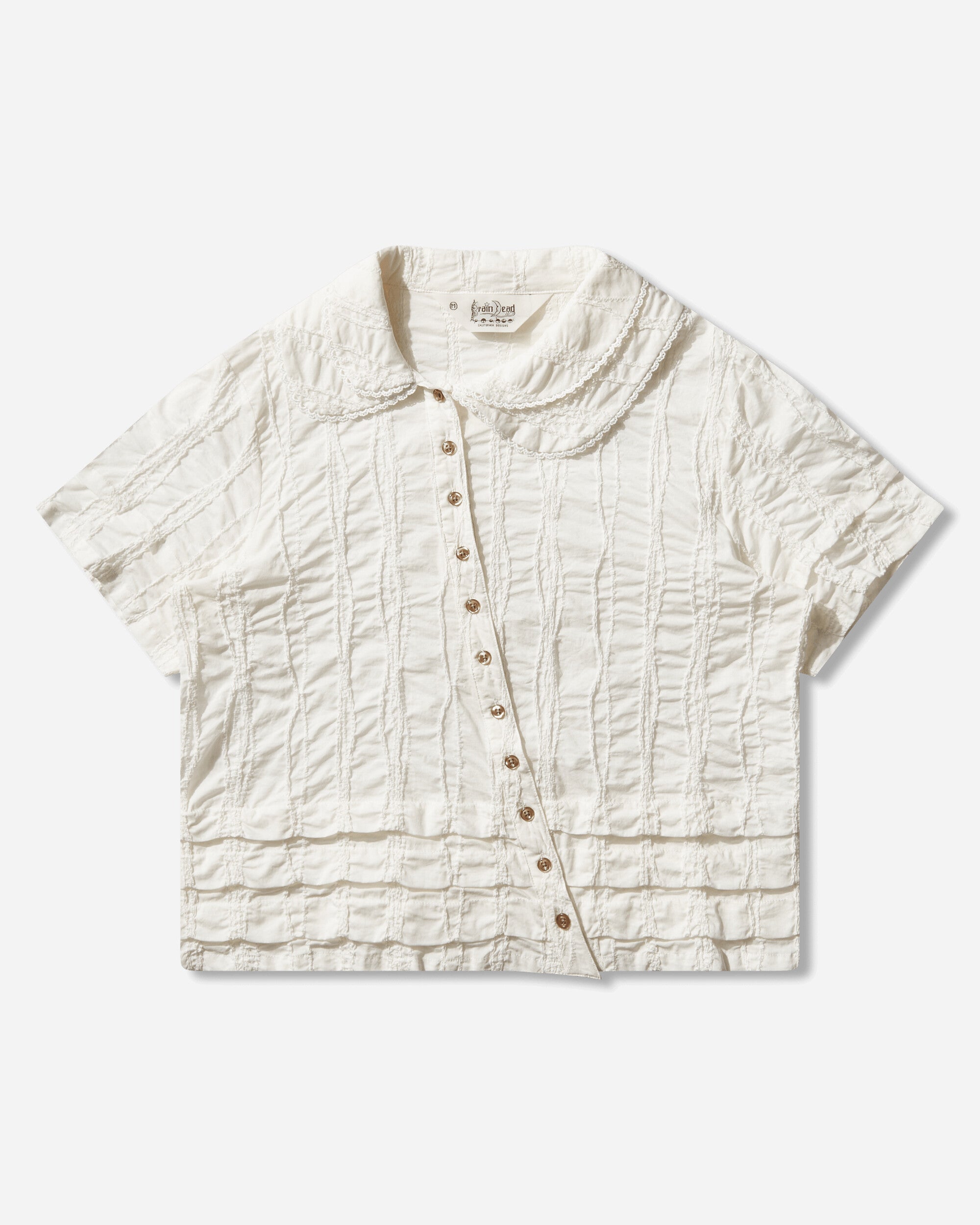 Brain Dead Twisted Seersucker Button Up Shirt Cream Shirts Longsleeve Shirt P26T17004839 Beige