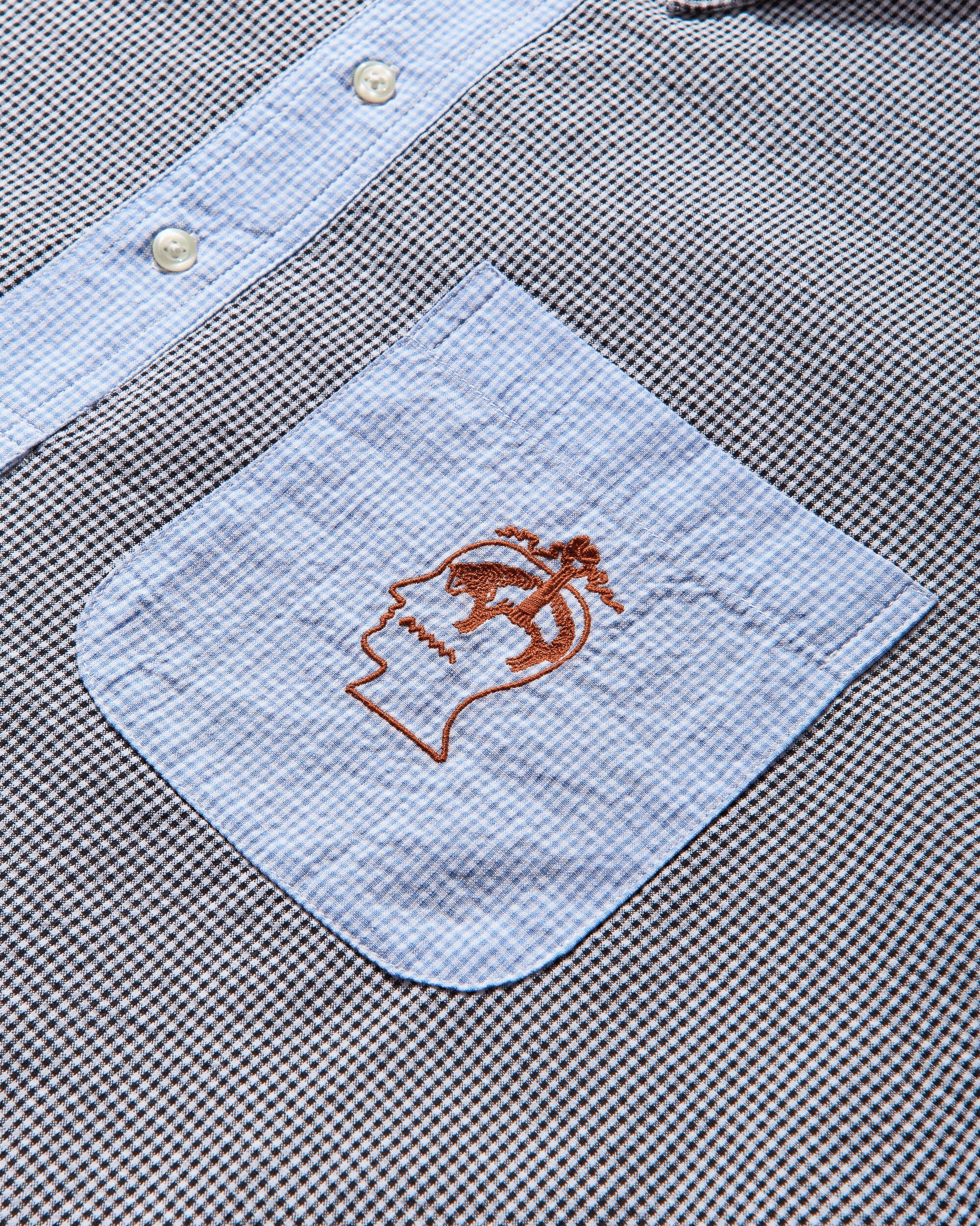 Brain Dead Brooks Brothers Reverse French Seam Pullover Shirt Black/Multi Shirts Shortsleeve Shirt BDS25T11O041 BLMU