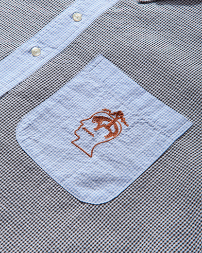 Brain Dead Brooks Brothers Reverse French Seam Pullover Shirt Black/Multi Shirts Shortsleeve Shirt BDS25T11O041 BLMU