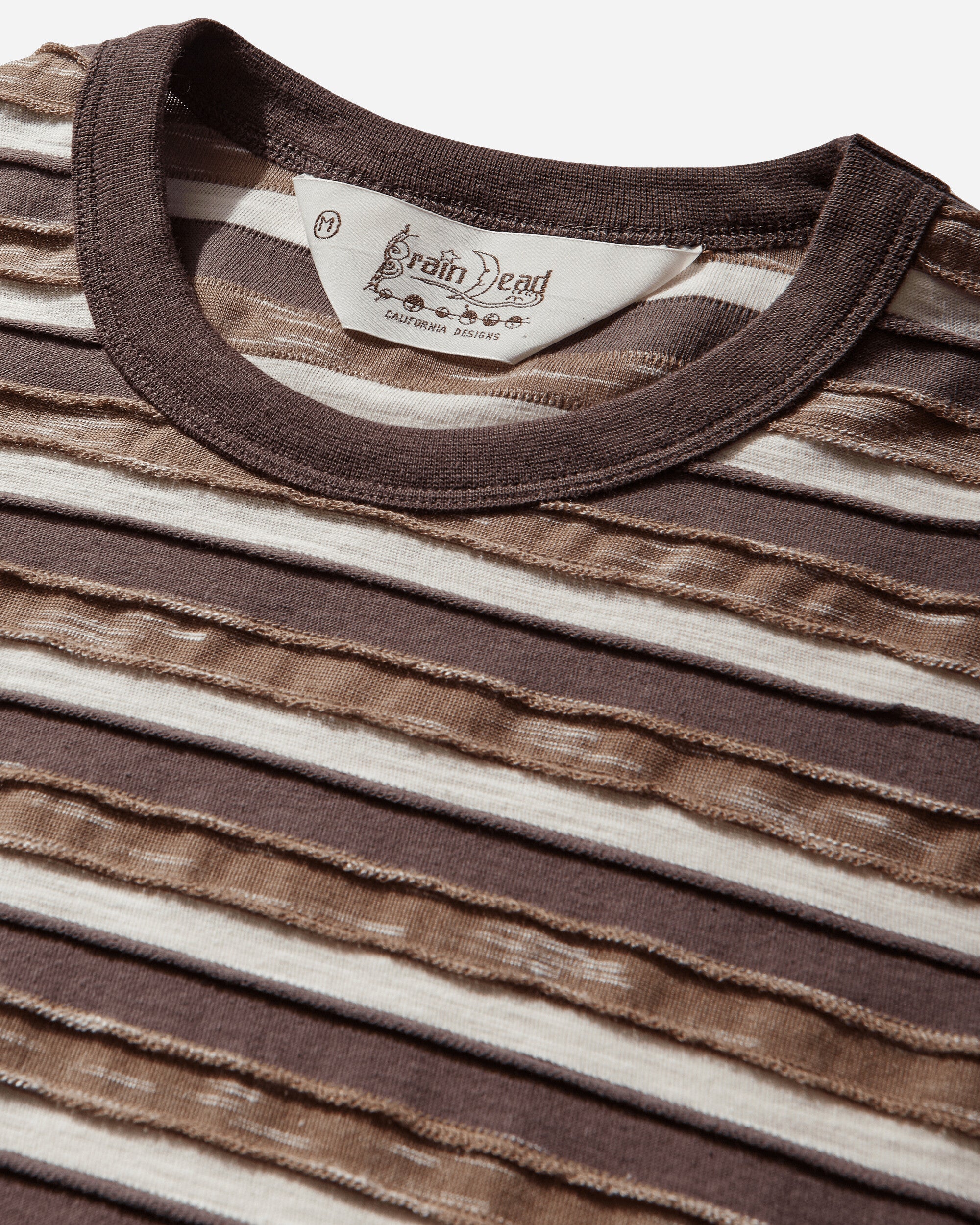 Brain Dead Casey Striped T Shirt Coffee Shirts Shortsleeve Shirt P26T00004980 Brown