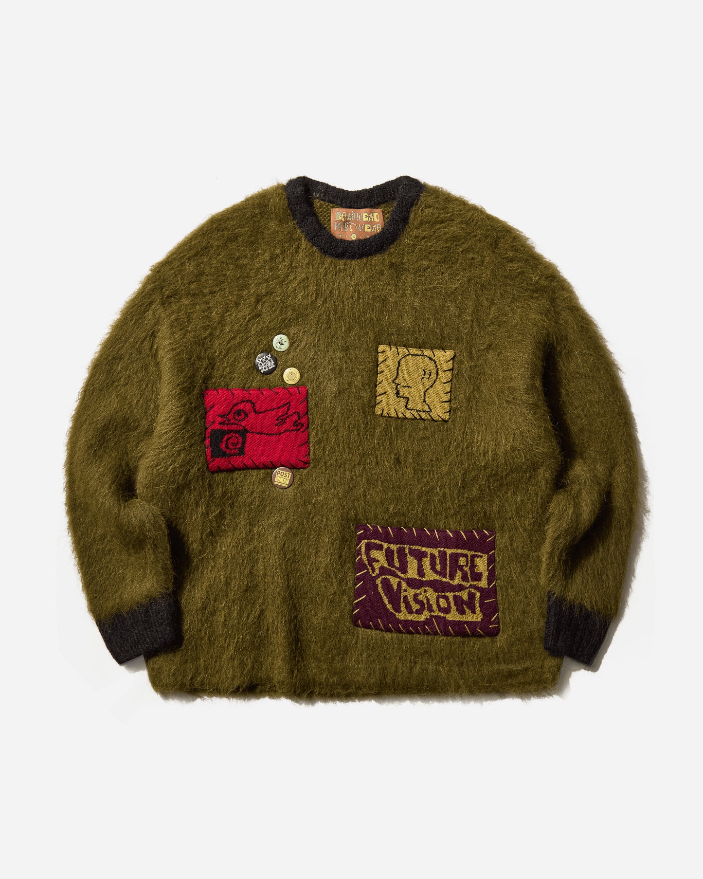 Brain Dead Future Vision Boxy Knit Sweater Olive Knitwears Sweaters BDF25O12O045 OLV
