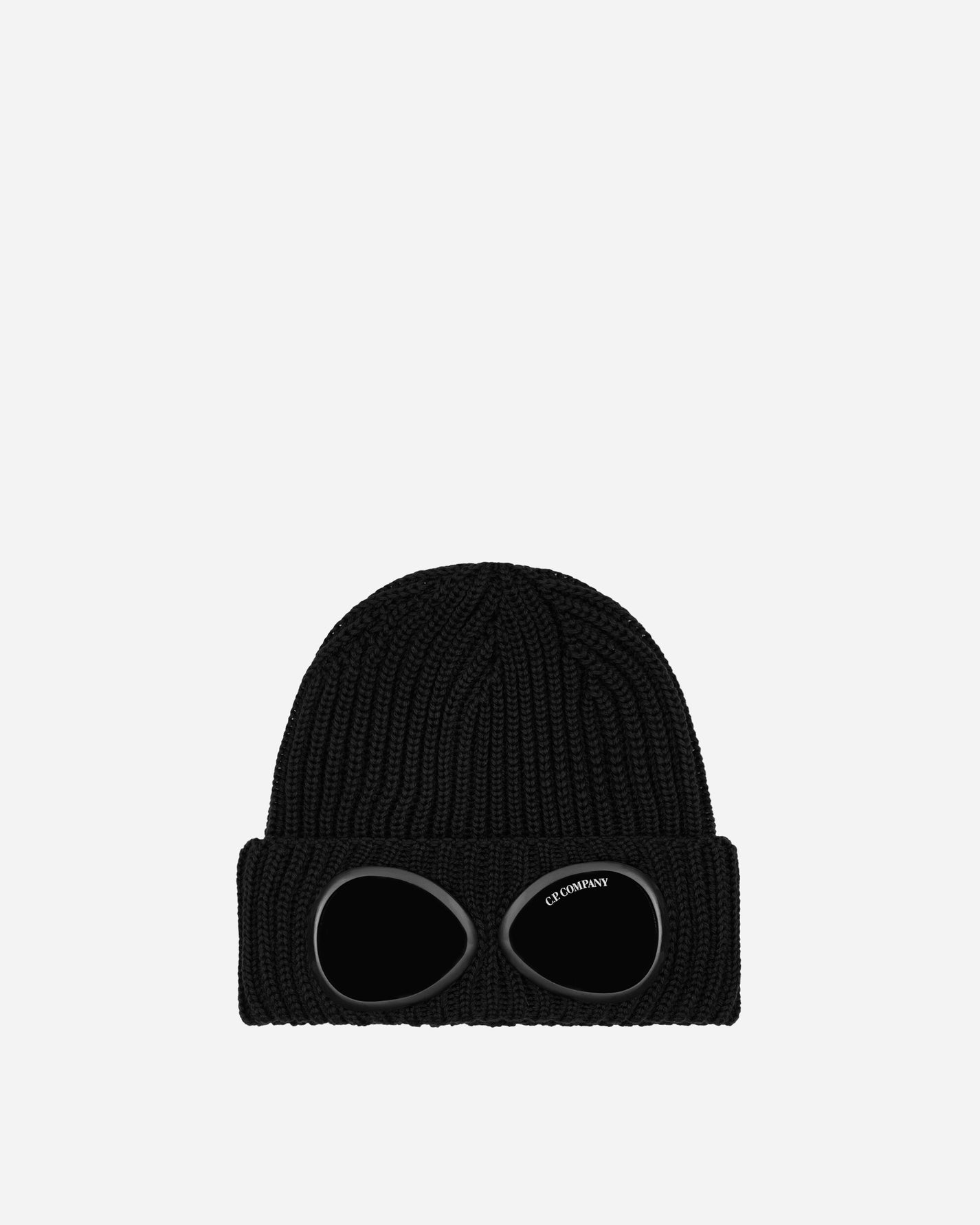 C.P. Company Extrafine Merino Wool Goggle Beanie BLACK Hats Beanies RFCMAC742A-005509A 999