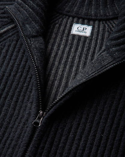 C.P. Company Knitwear Cardigan In Fleece Knit Dark Shadow Knitwears Cardigans 21CMKN300A-006170A 978