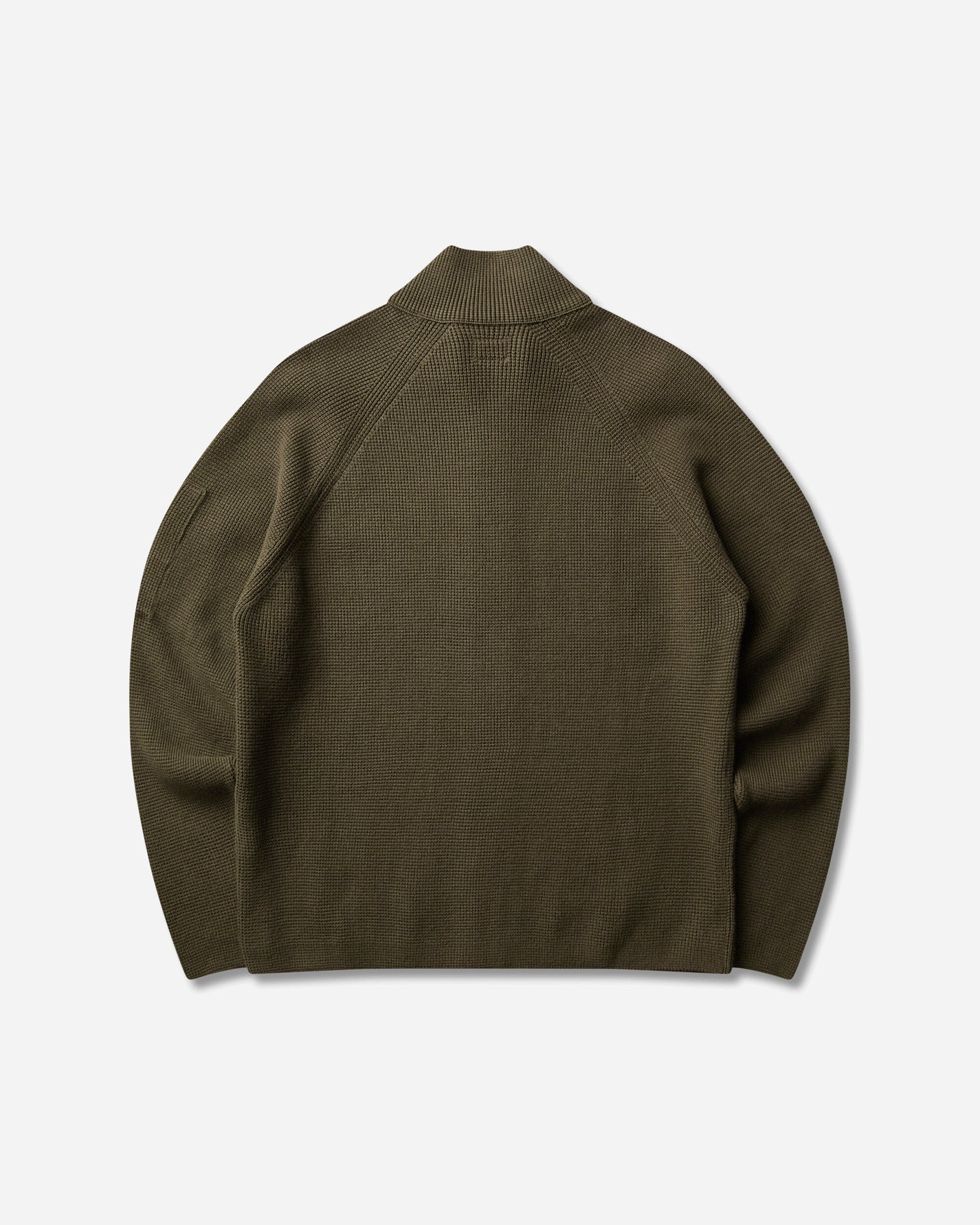 C.P. Company Waffle Knit Cotton Zip Lens Cardigan IVY GREEN Knitwears Cardigans 21CMKN058A-110754A 683