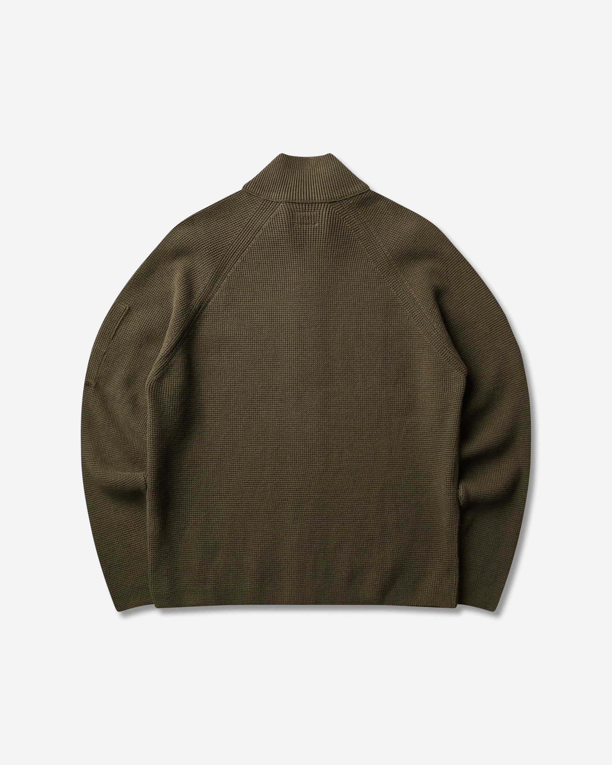 C.P. Company Waffle Knit Cotton Zip Lens Cardigan IVY GREEN Knitwears Cardigans 21CMKN058A-110754A 683