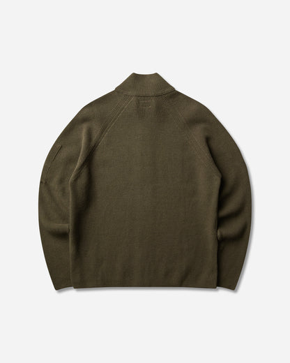 C.P. Company Waffle Knit Cotton Zip Lens Cardigan IVY GREEN Knitwears Cardigans 21CMKN058A-110754A 683