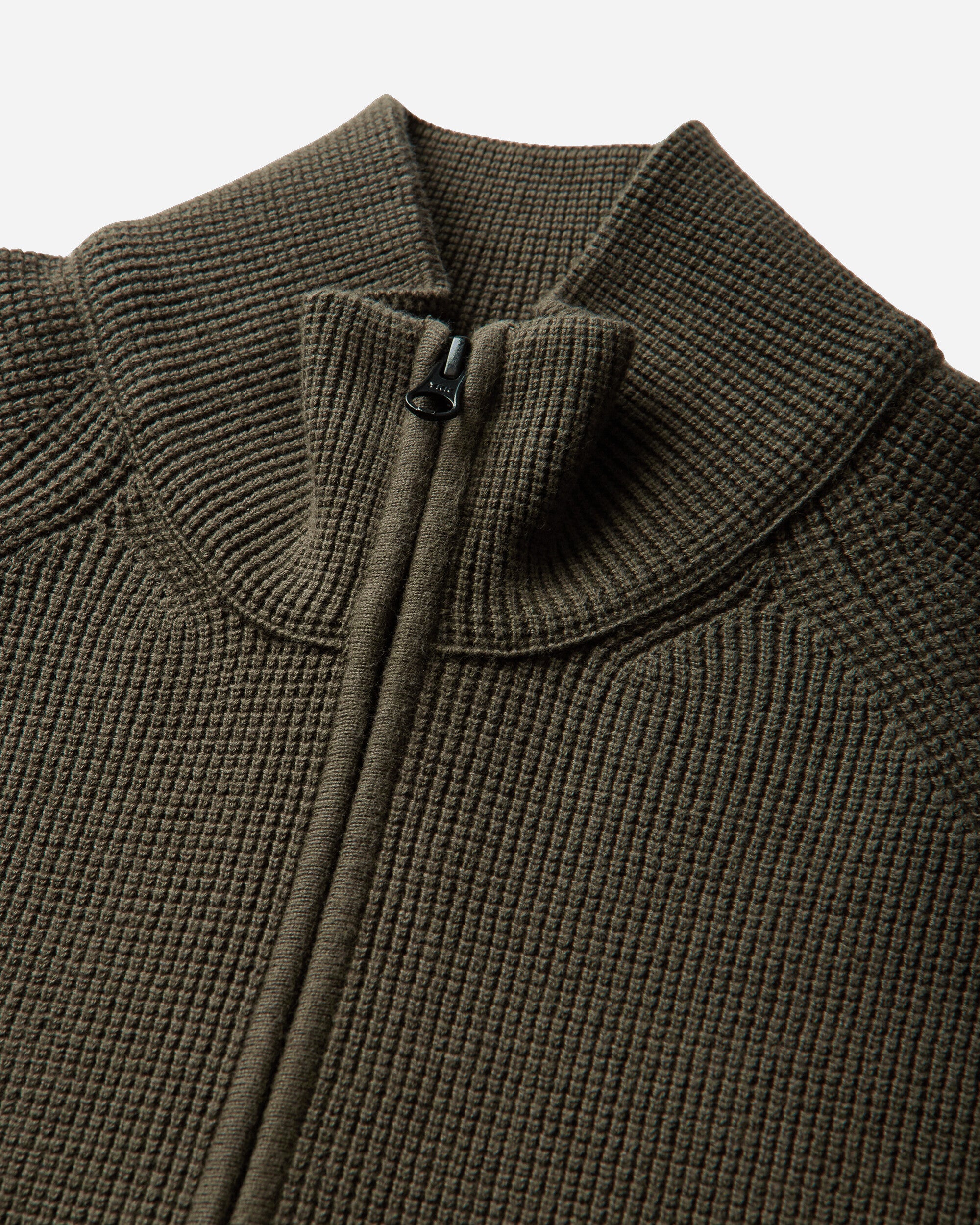 C.P. Company Waffle Knit Cotton Zip Lens Cardigan IVY GREEN Knitwears Cardigans 21CMKN058A-110754A 683