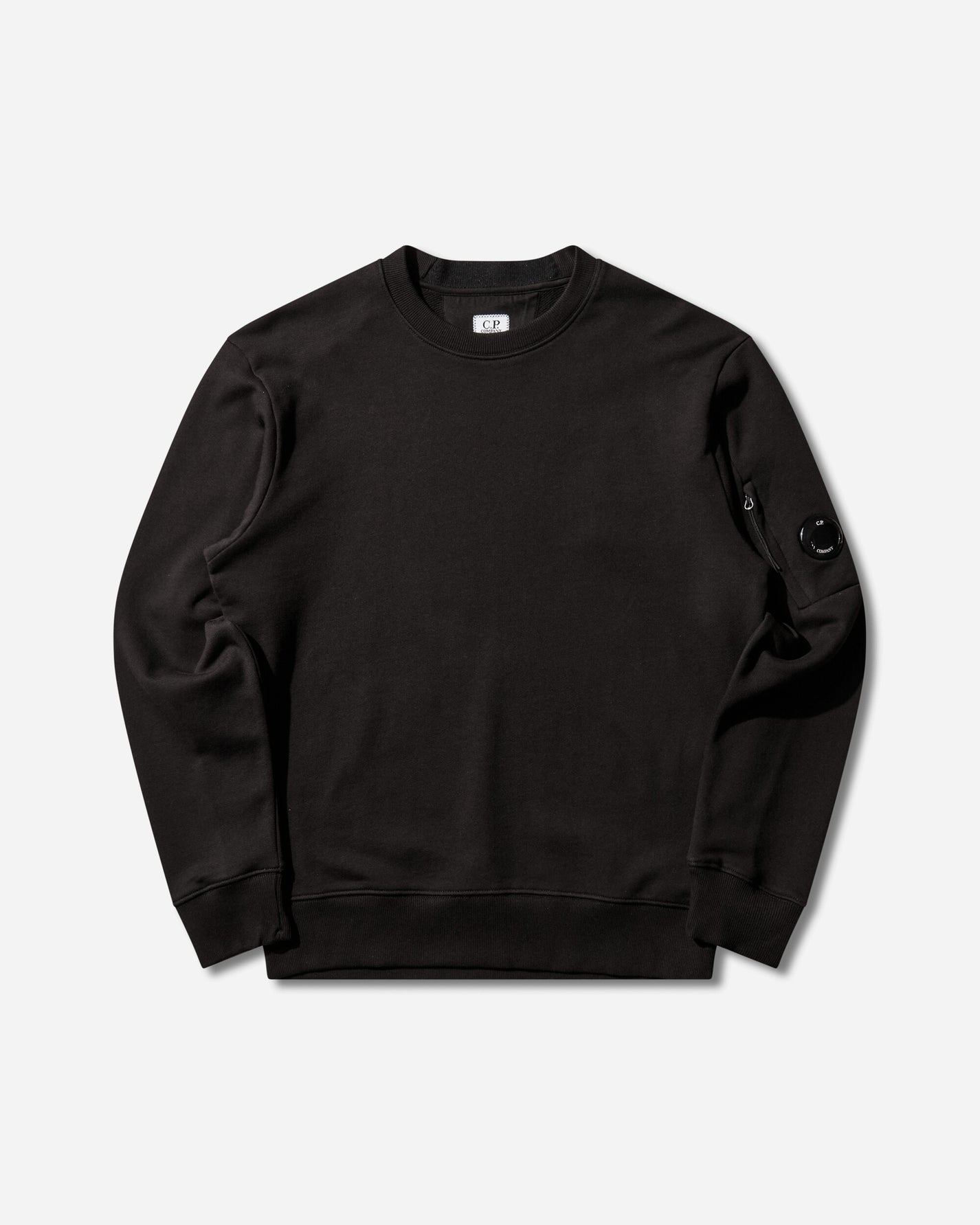C.P. Company Diagonal Raised Fleece Crewneck Lens Sweatshirt Black Sweatshirts Crewneck RCCMSS713A-005086W 999