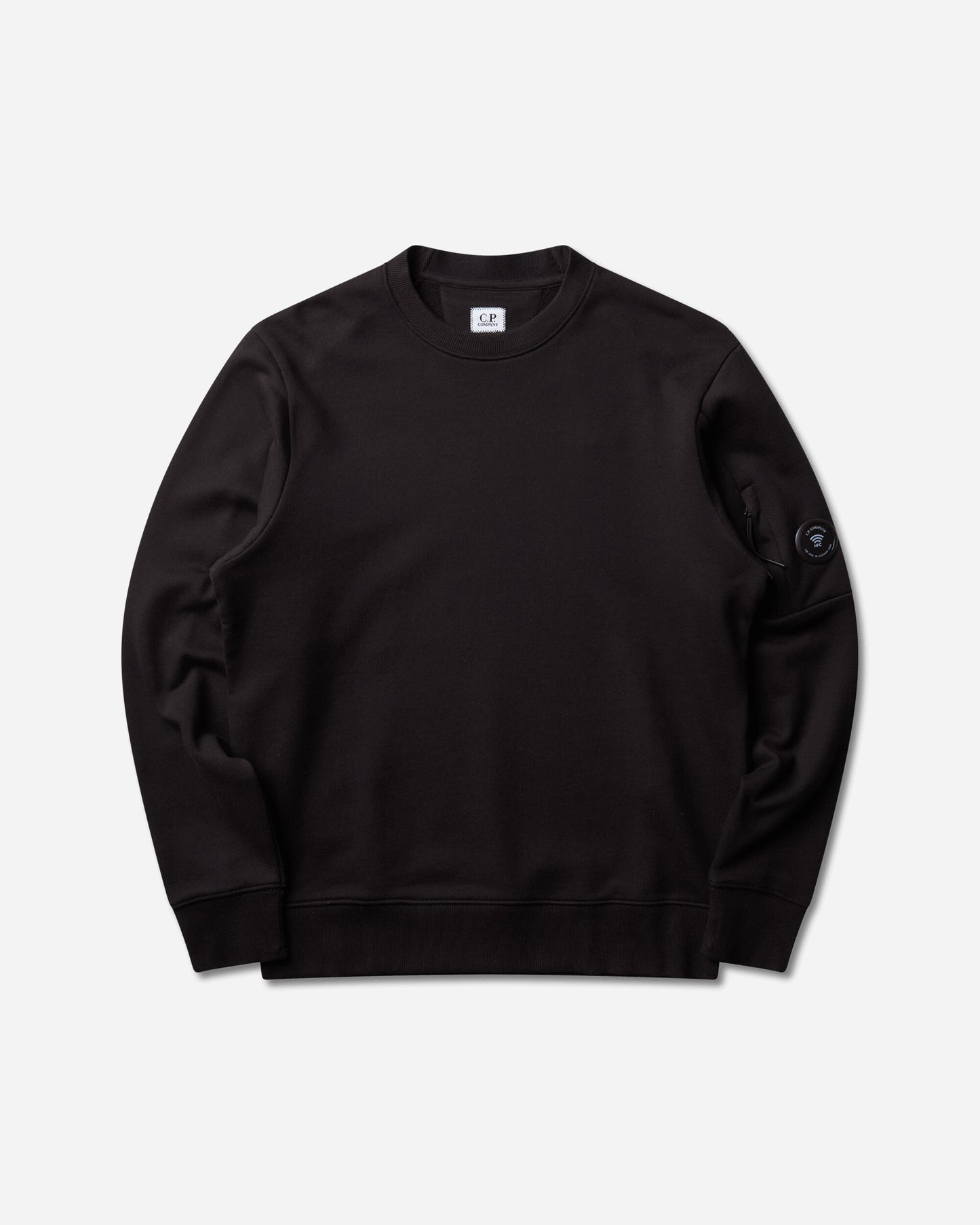 C.P. Company Diagonal Raised Fleece Crewneck Lens Sweatshirt BLACK Sweatshirts Crewneck RCCMSS713A-005086W 999