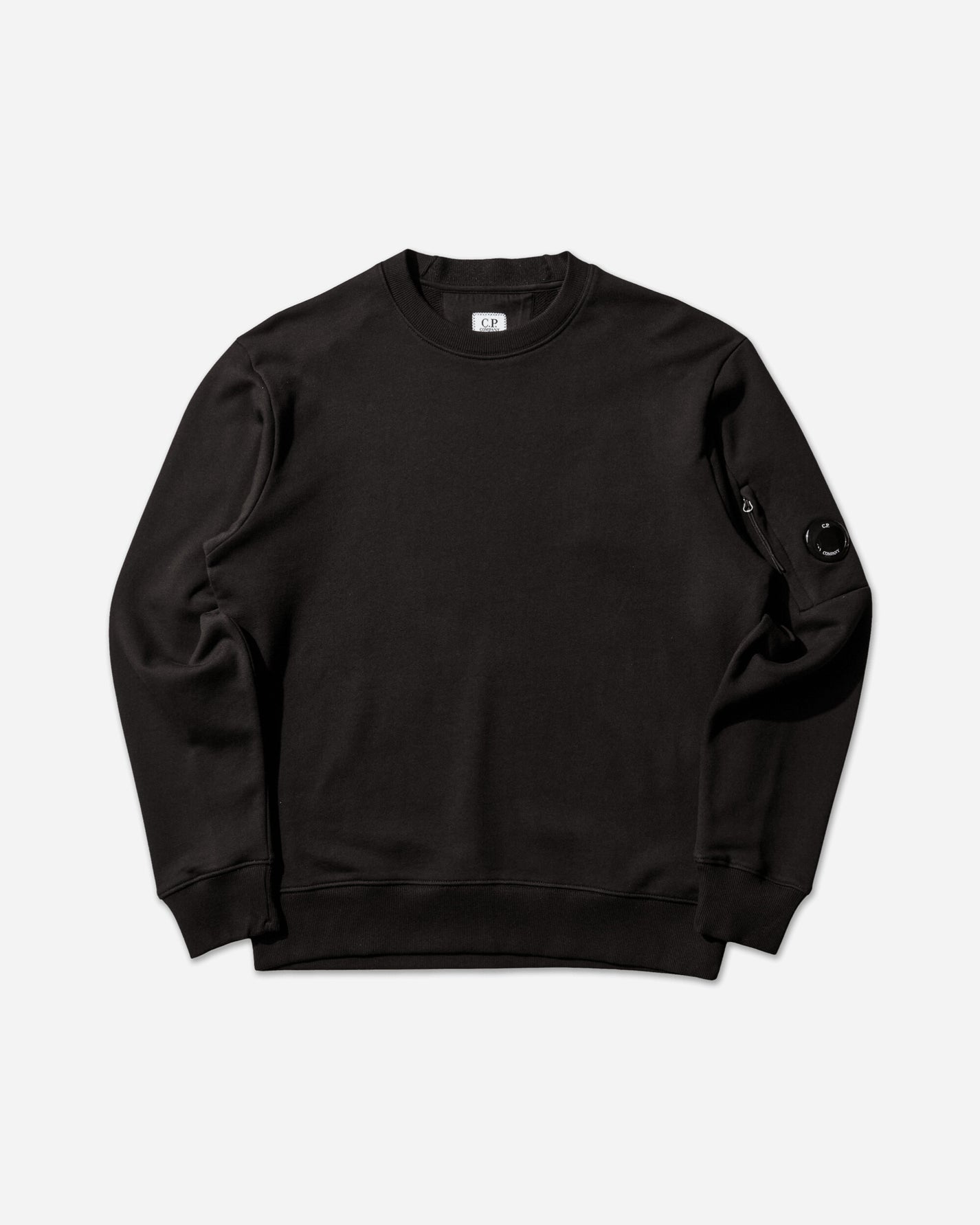 C.P. Company Diagonal Raised Fleece Crewneck Lens Sweatshirt BLACK Sweatshirts Crewneck RCCMSS713A-005086W 999