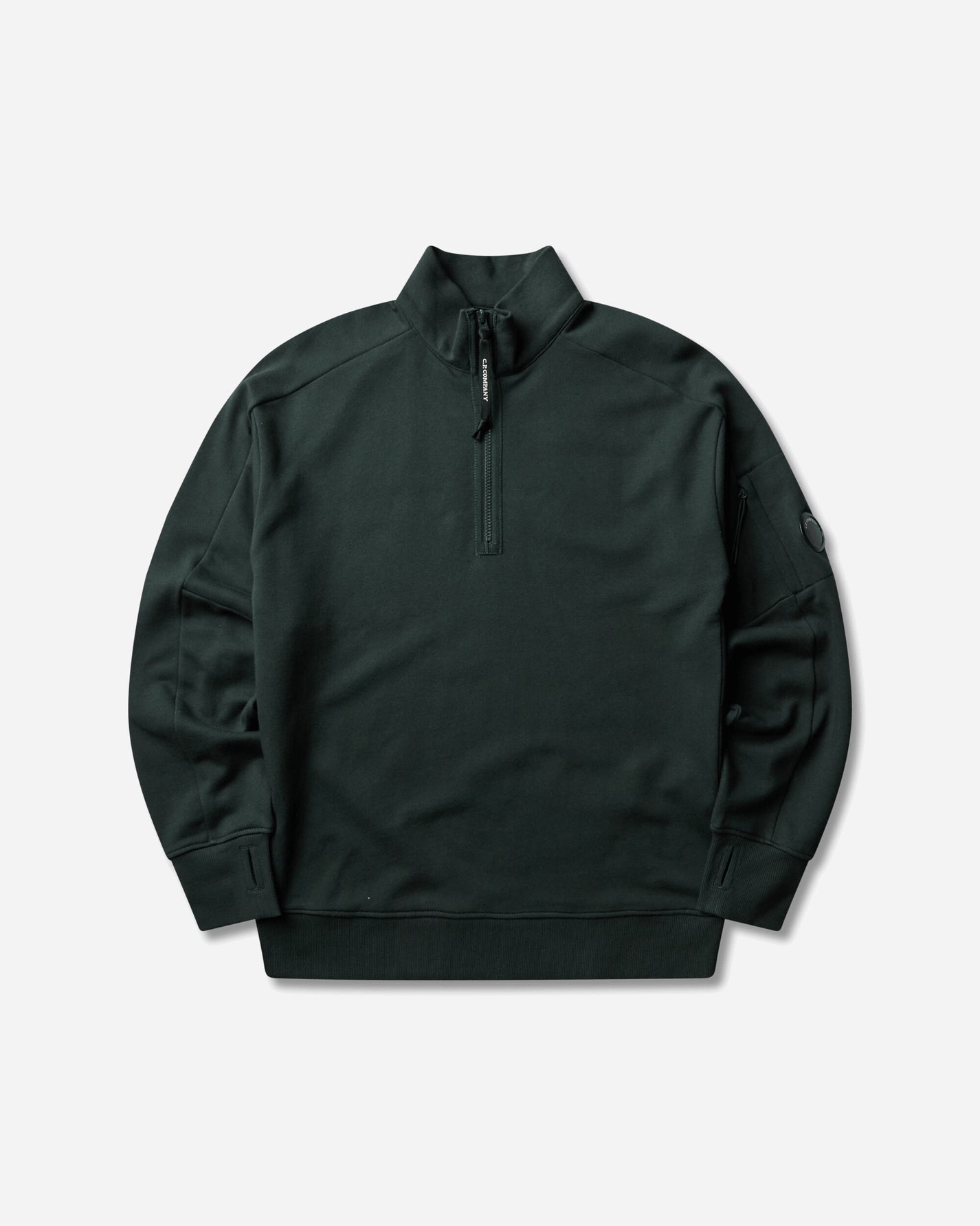 C.P. Company Diagonal Raised Fleece Half Zip Lens Sweatshirt PONDEROSA PINE Sweatshirts Crewneck 21CMSS033A-005086W 697