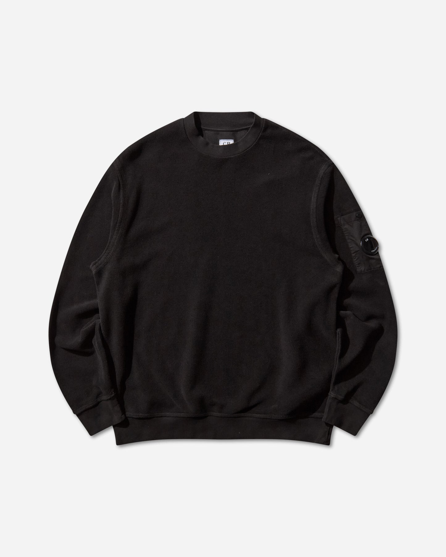 C.P. Company Sweatshirts Crew Neck In Brushed Emerized Diagonal Fleece Black Sweatshirts Crewneck 19CMSS249A-006614G 999