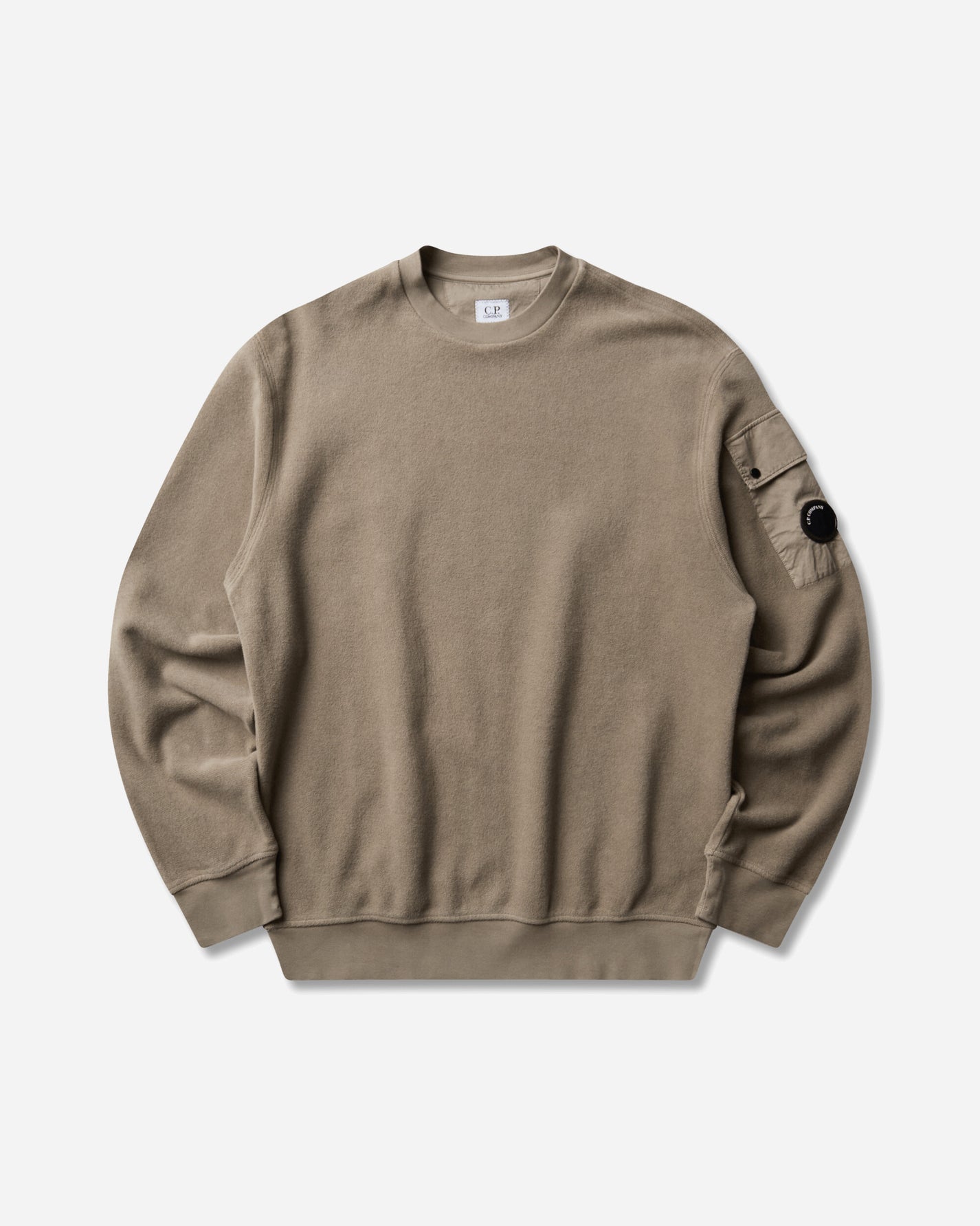 C.P. Company Sweatshirts Crew Neck In Brushed Emerized Diagonal Fleece Fallen Rock Sweatshirts Crewneck 21CMSS192A-006614G 356
