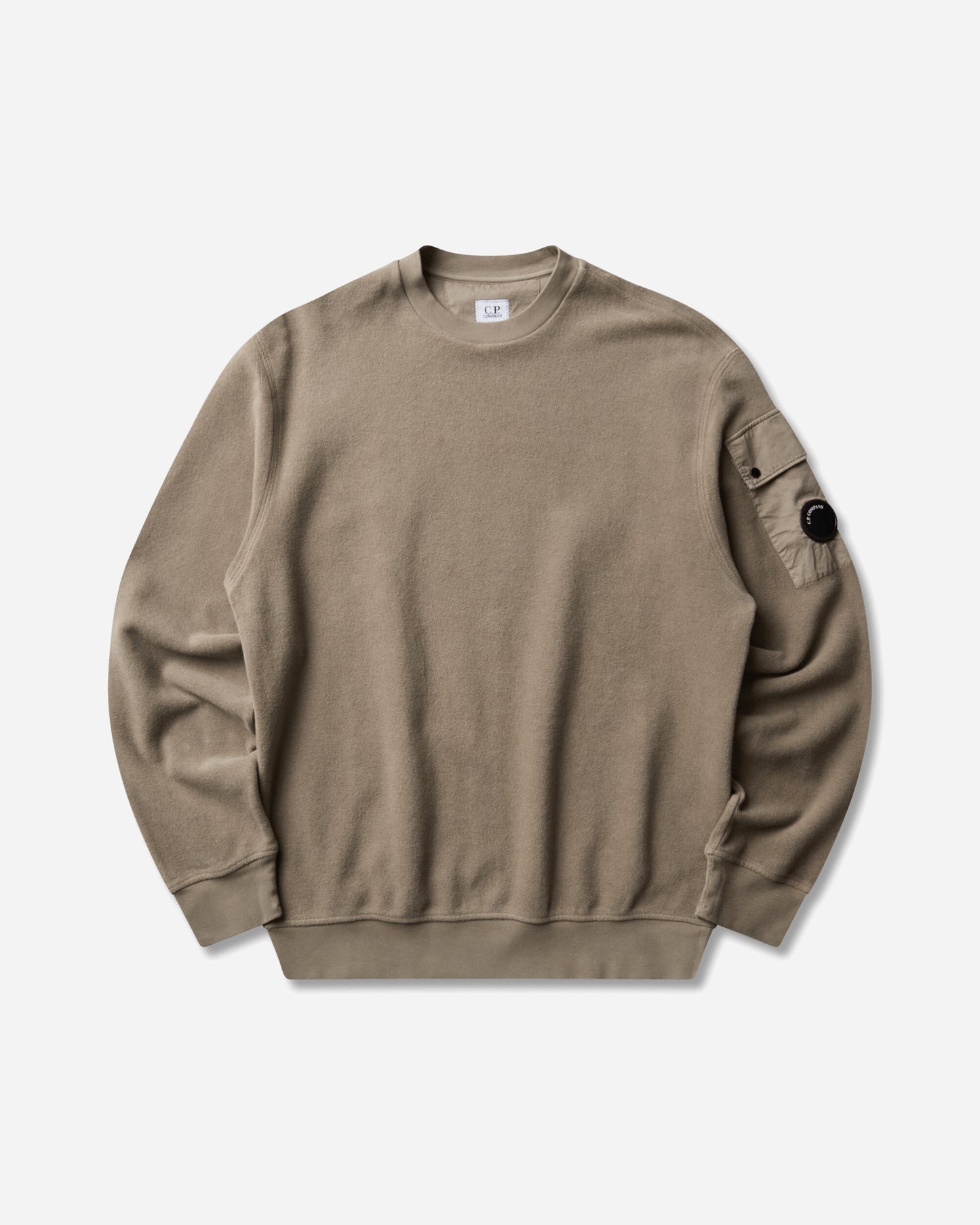 C.P. Company Sweatshirts Crew Neck In Brushed Emerized Diagonal Fleece Fallen Rock Sweatshirts Crewneck 21CMSS192A-006614G 356