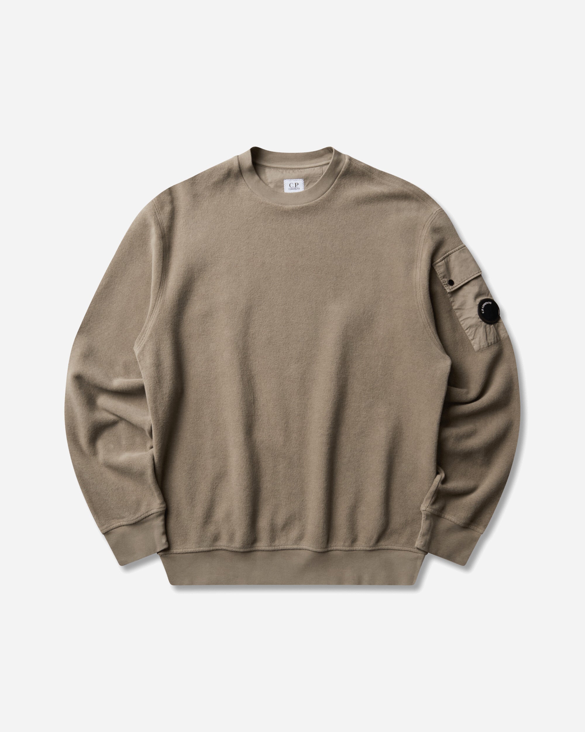 C.P. Company Sweatshirts Crew Neck In Brushed Emerized Diagonal Fleece Fallen Rock Sweatshirts Crewneck 21CMSS192A-006614G 356
