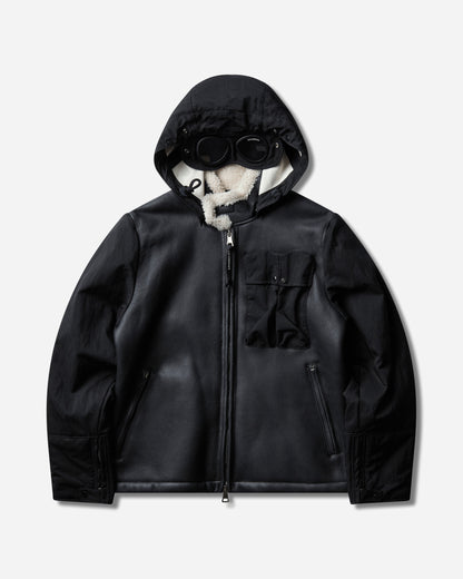 C.P. Company Outerwear Medium Jacket In Montone Curly Leather Black Coats and Jackets Leather Jackets 21CMOW303A-006249L 999