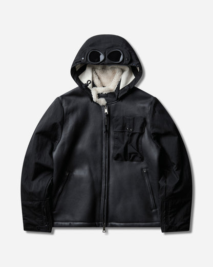 C.P. Company Outerwear Medium Jacket In Montone Curly Leather Black Coats and Jackets Leather Jackets 21CMOW303A-006249L 999