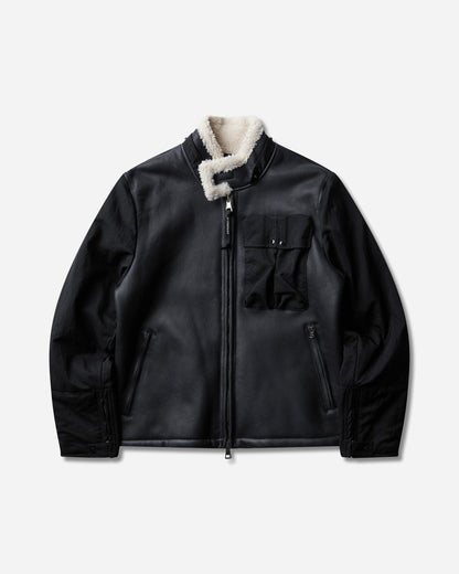 C.P. Company Outerwear Medium Jacket In Montone Curly Leather Black Coats and Jackets Leather Jackets 21CMOW303A-006249L 999