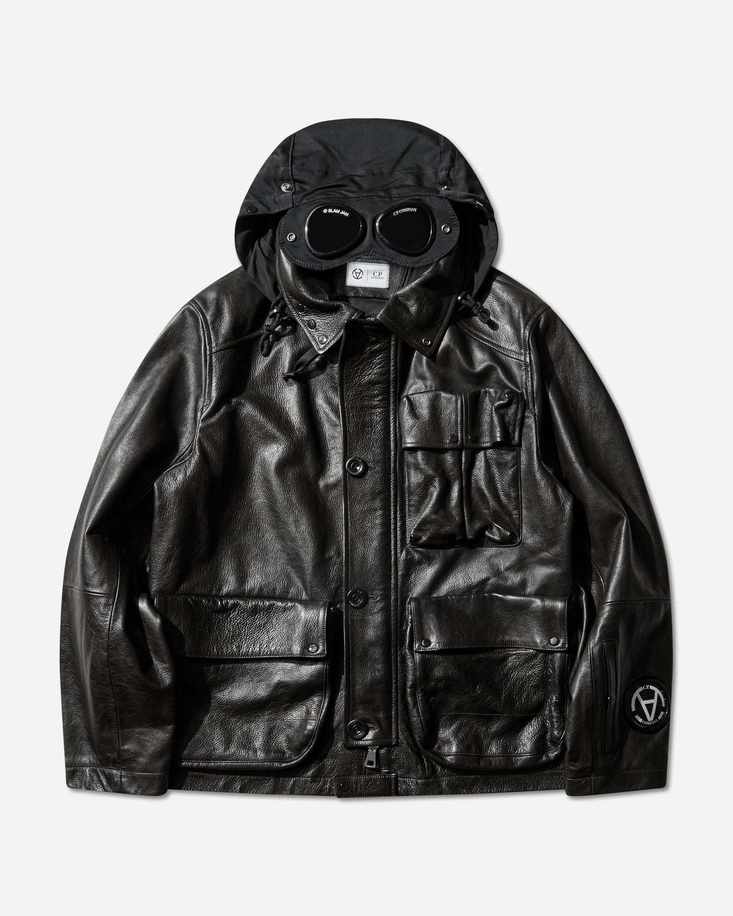 C.P. Company Slam Jam Leather Mille Jacket Black Black Coats and Jackets Leather Jackets 19CSOW700S 001