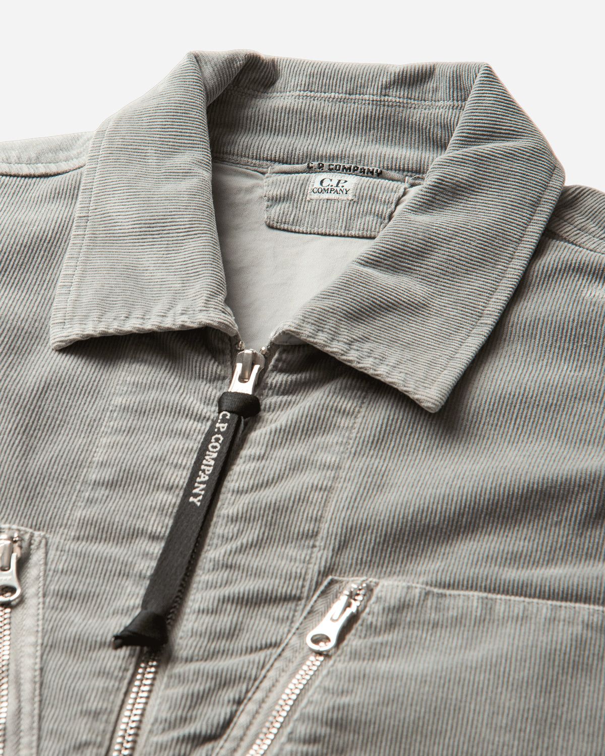 C.P. Company Corduroy Zipped Lens Overshirt FLINT GREY Shirts Overshirt 21CMOS149A-006410O 936