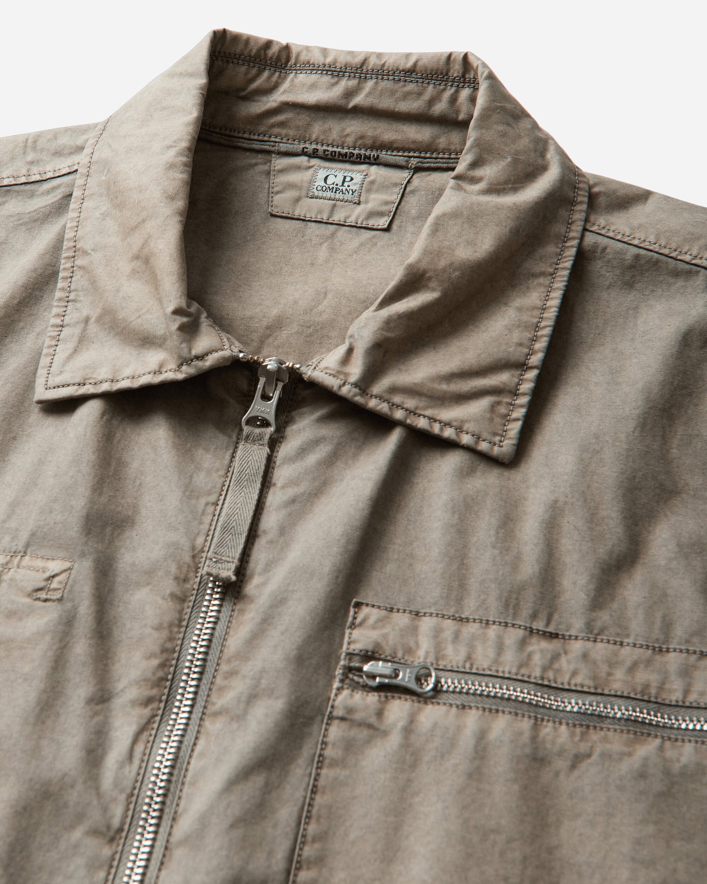 C.P. Company Cotton Plain Face Resined Zipped Lens Overshirt FALLEN ROCK Shirts Overshirt 21CMOS264A-110795G 356