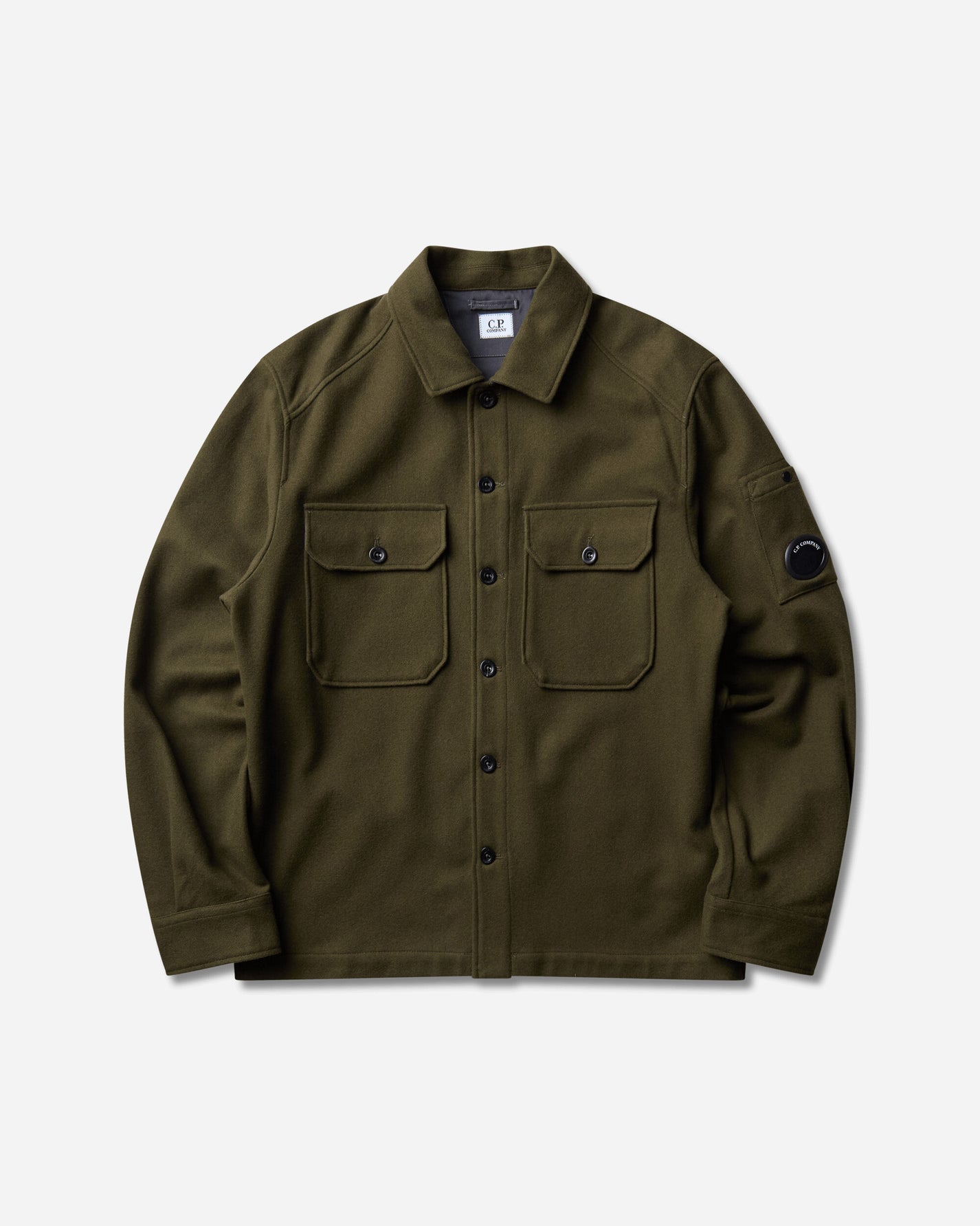 C.P. Company Overshirt In Felted Wool Ivy Green Shirts Overshirt 21CMOS261A-110804A 683