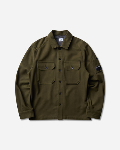 C.P. Company Overshirt In Felted Wool Ivy Green Shirts Overshirt 21CMOS261A-110804A 683