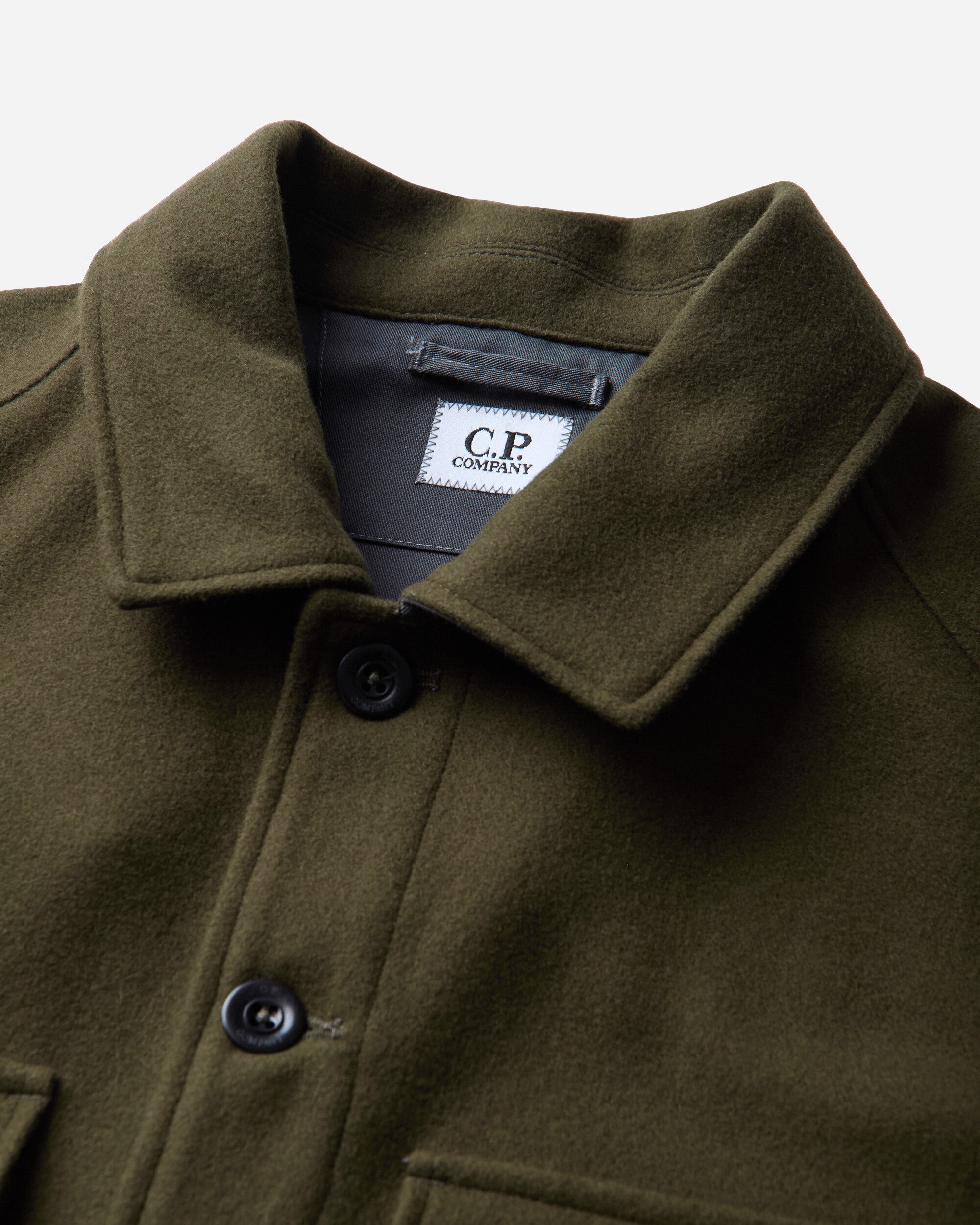 C.P. Company Overshirt In Felted Wool Ivy Green Shirts Overshirt 21CMOS261A-110804A 683