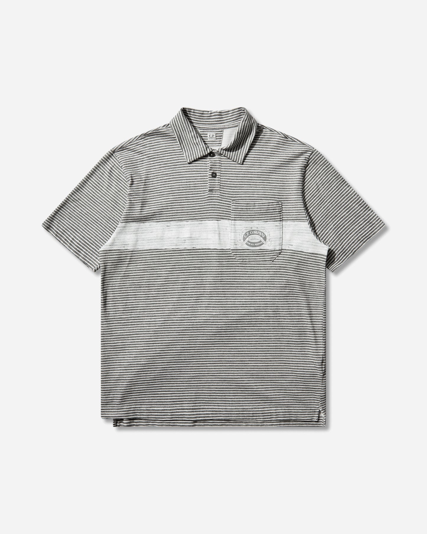 C.P. Company Polo Short Sleeve In Printed Jersey 20/1 Gunmetal T-Shirts Polo 20CMPL278A-110681P 921